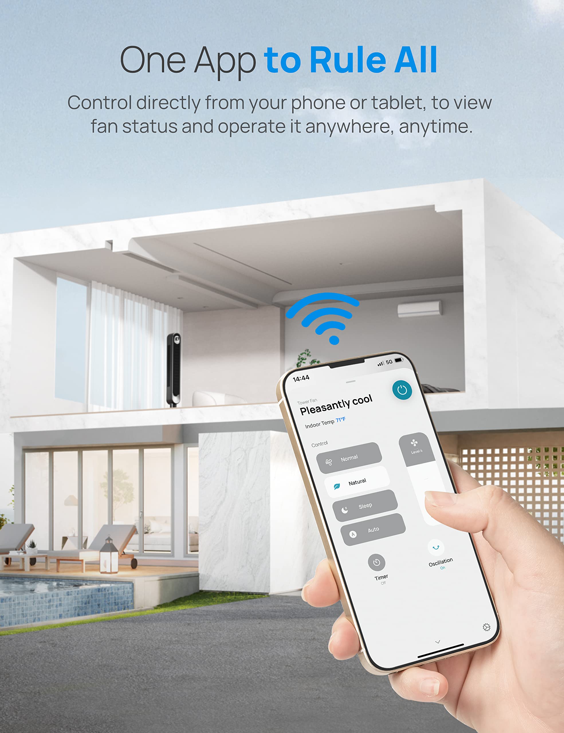 Dreo Smart Tower Fan Wifi Voice Control, Works With Alexa/Google, Cruiser Pro T1S Floor Standing Bladeless Oscillating Fan With