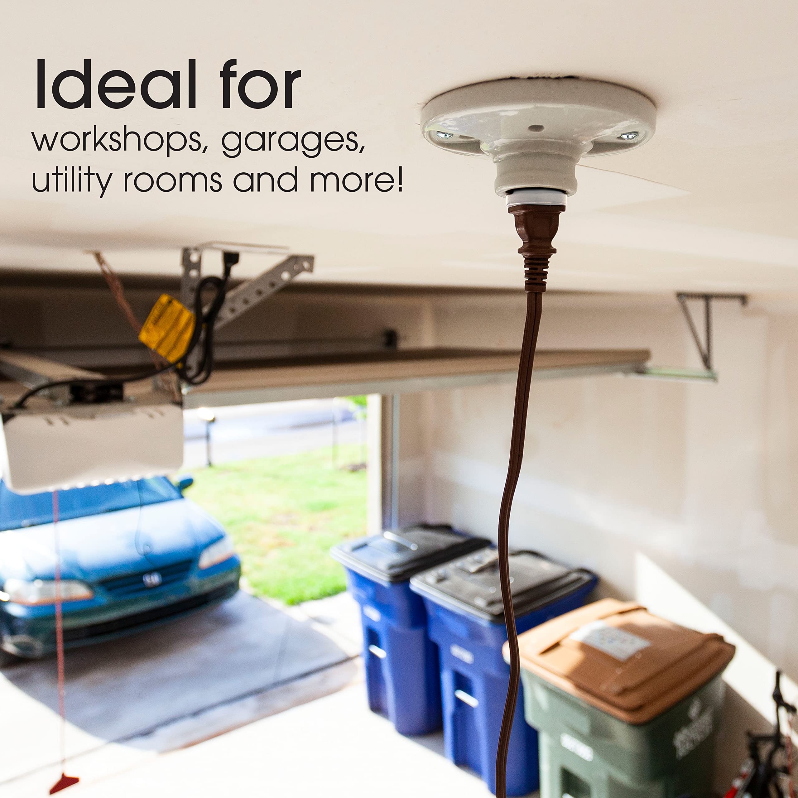 Power Gear Polarized Handy Plug, 4 Pack, Light Socket To Plug Adapter, Easy To Install, 2 Prong, Convert Light Bulb To Outlet So