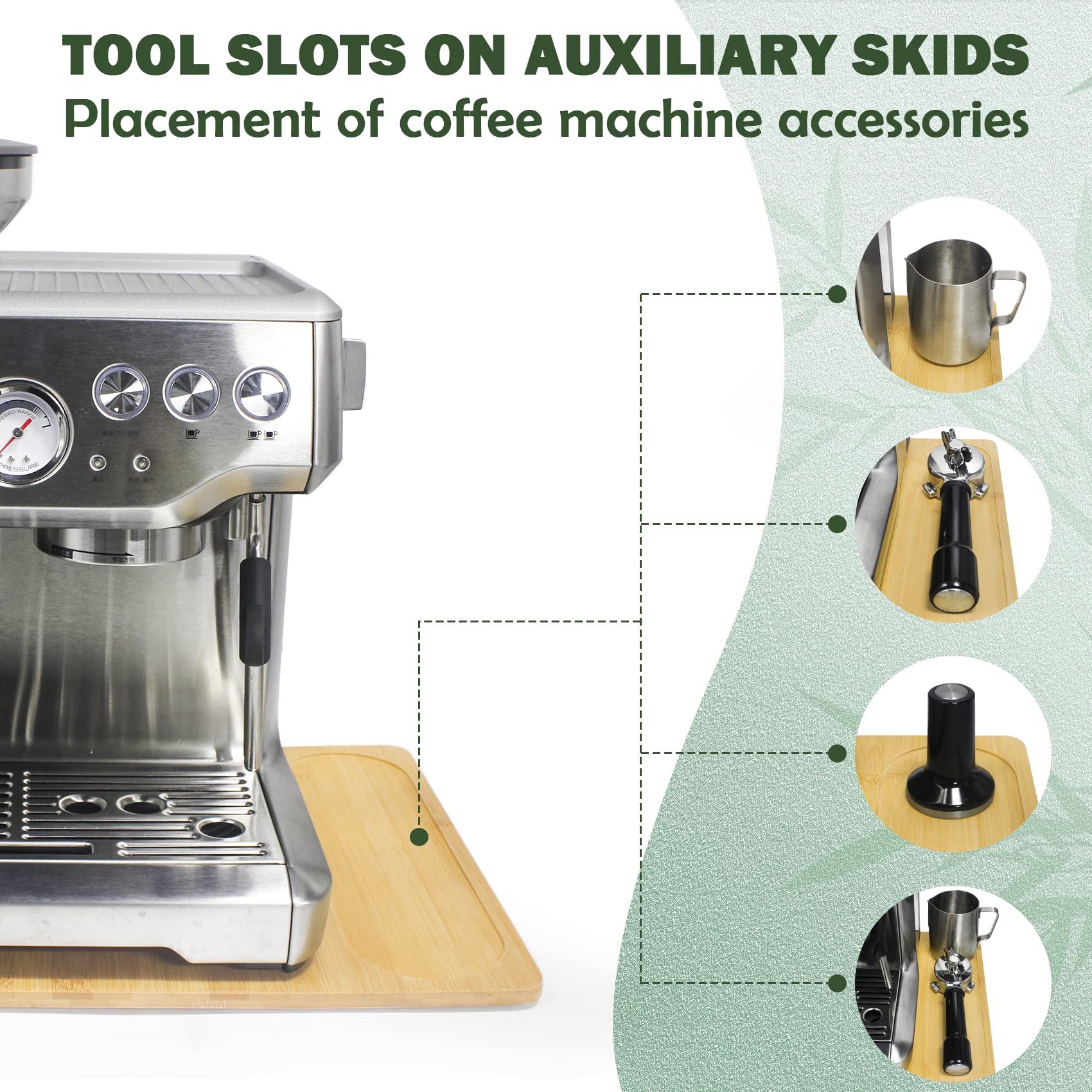 Upgraded Oversize Bamboo Appliance Slider Fit For Breville Barista Espresso Machine 870/878   Under Cabinet Sliding Tray Caddy F