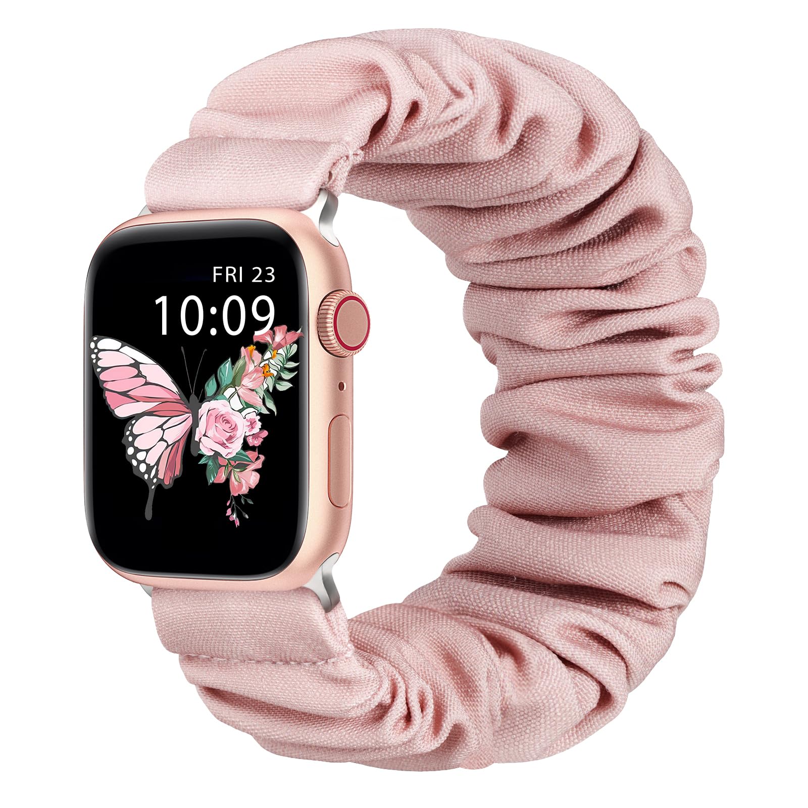 Scrunchie Bands Compatible With Apple Watch Band 40Mm 41Mm 38Mm 44Mm 42Mm 45Mm For Women,Cloth Cute Printed Elastic Solo Loop Iw