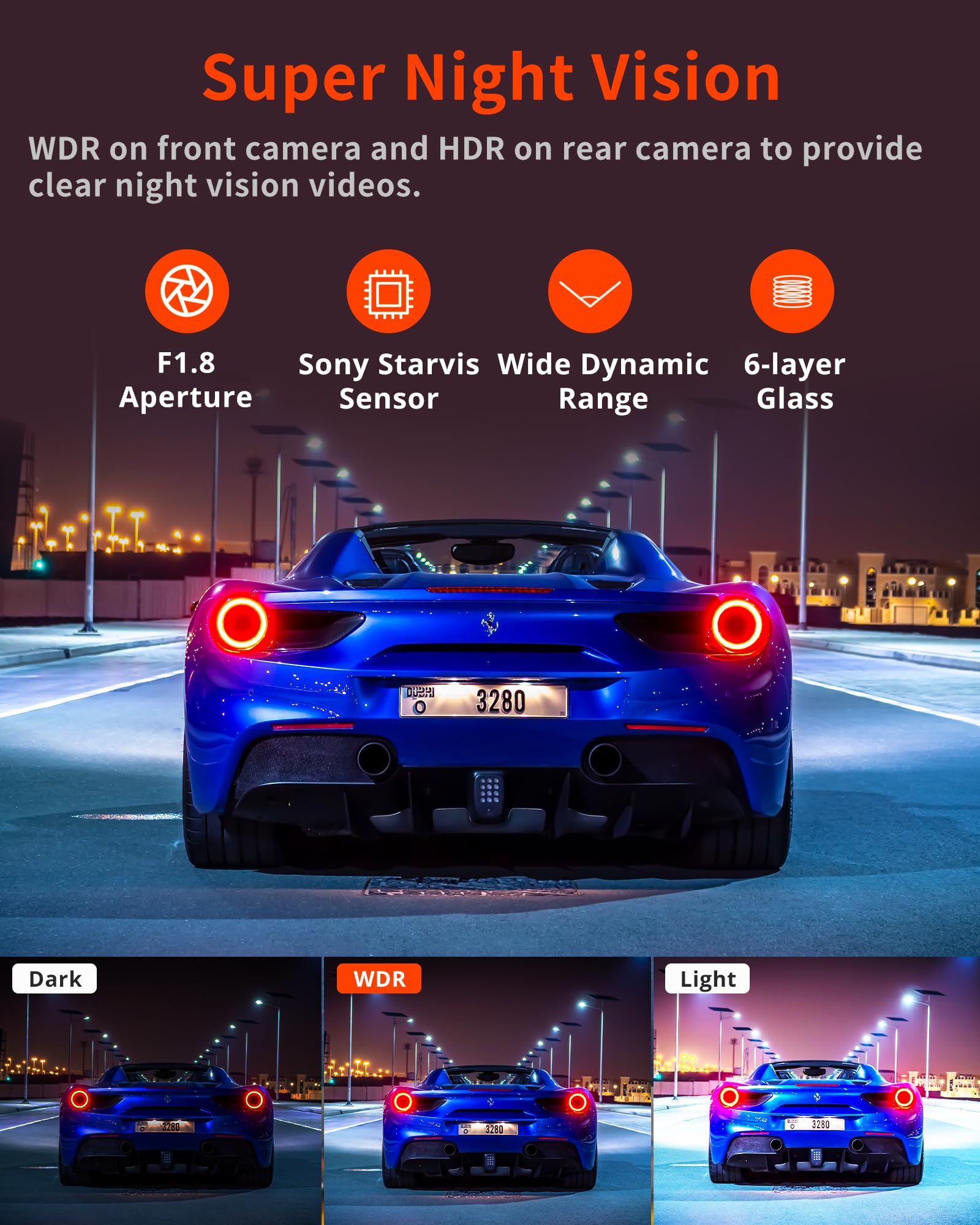 Kingslim D4Pro Dash Cam Front And Rear   4K + 2K Dual Car Dashcam With Wifi Gps Dash Camera, Optional Inside Recording, Voice Co
