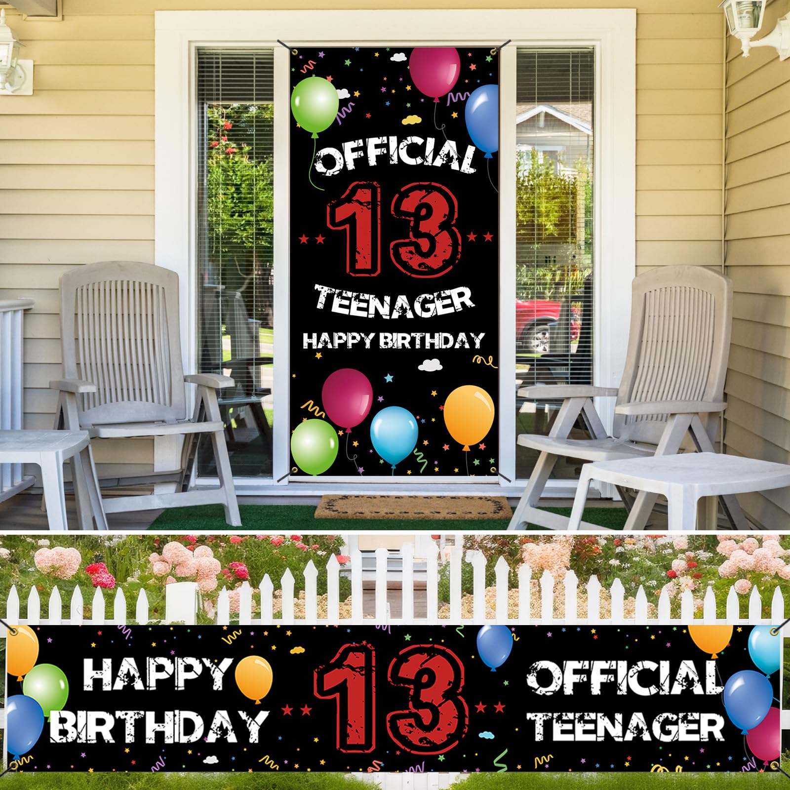 Htdzzi Happy 13Th Birthday Backdrop Decorations Kit, Official Teenager 13Th Birthday Decoration For Boys Girls, 13 Year Old Birt