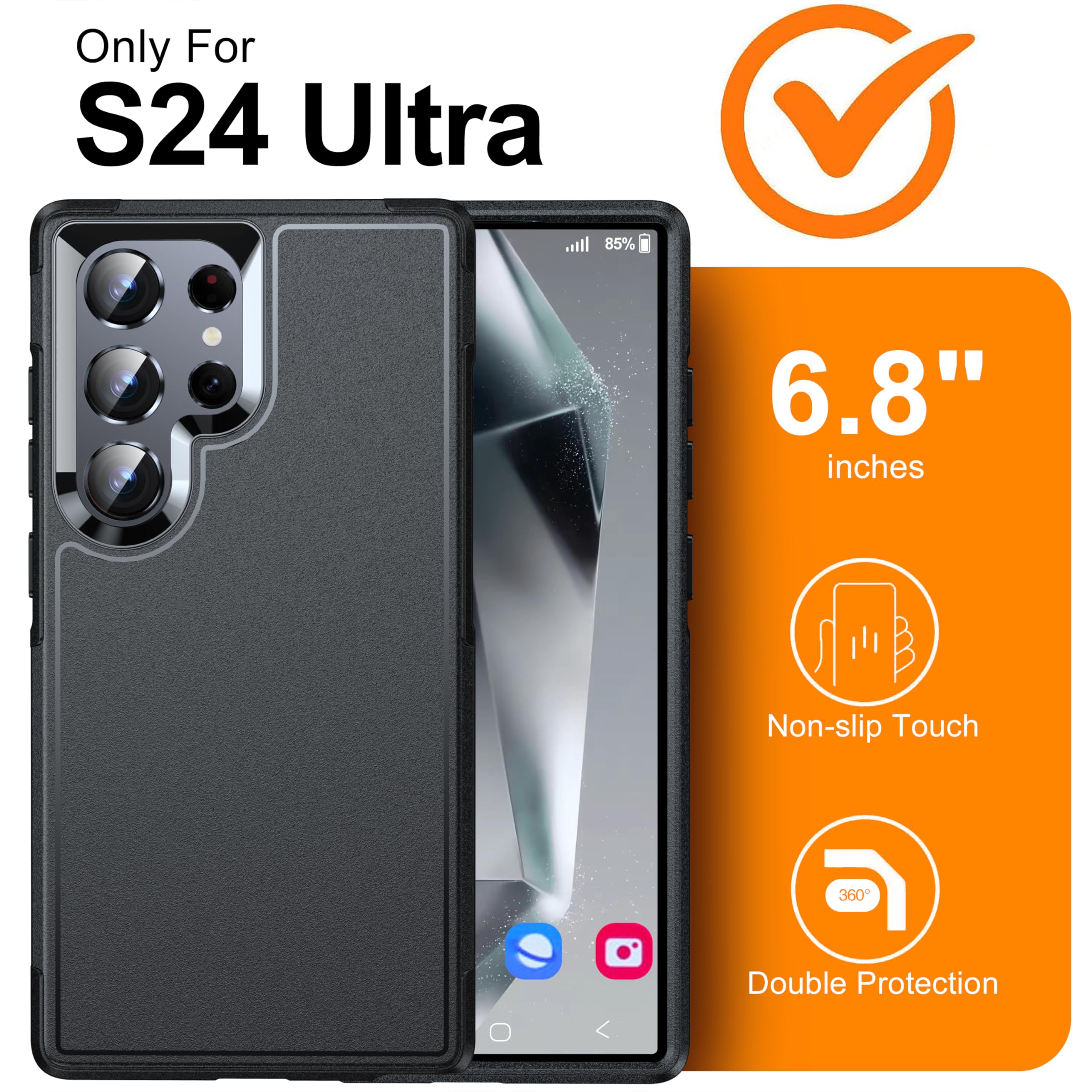 Oneagle For Samsung Galaxy S24 Ultra Case,Galaxy S24 Ultra Phone Case [Compatible Wireless Charging][15Ft Military Grade Drop Pr