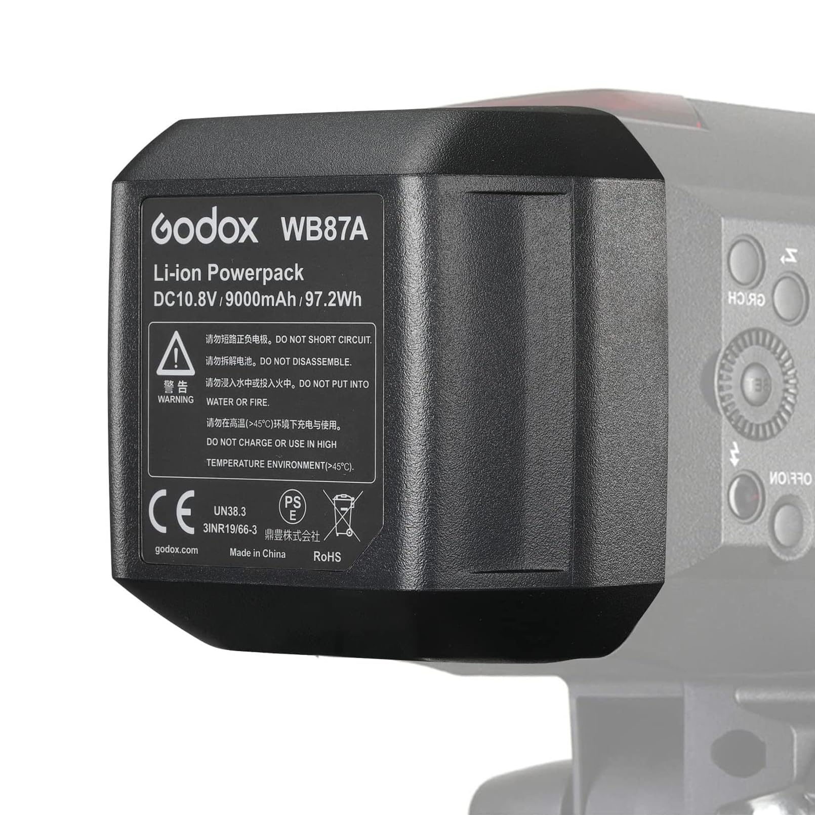 Godox Wb87A Wb87B Lithium Battery Pack Suitable Ad600Bm Ad600B Ad600 Ad600M Strobe Flash, Dc 10.8V/9000Mah Replacement Li Ion Ba