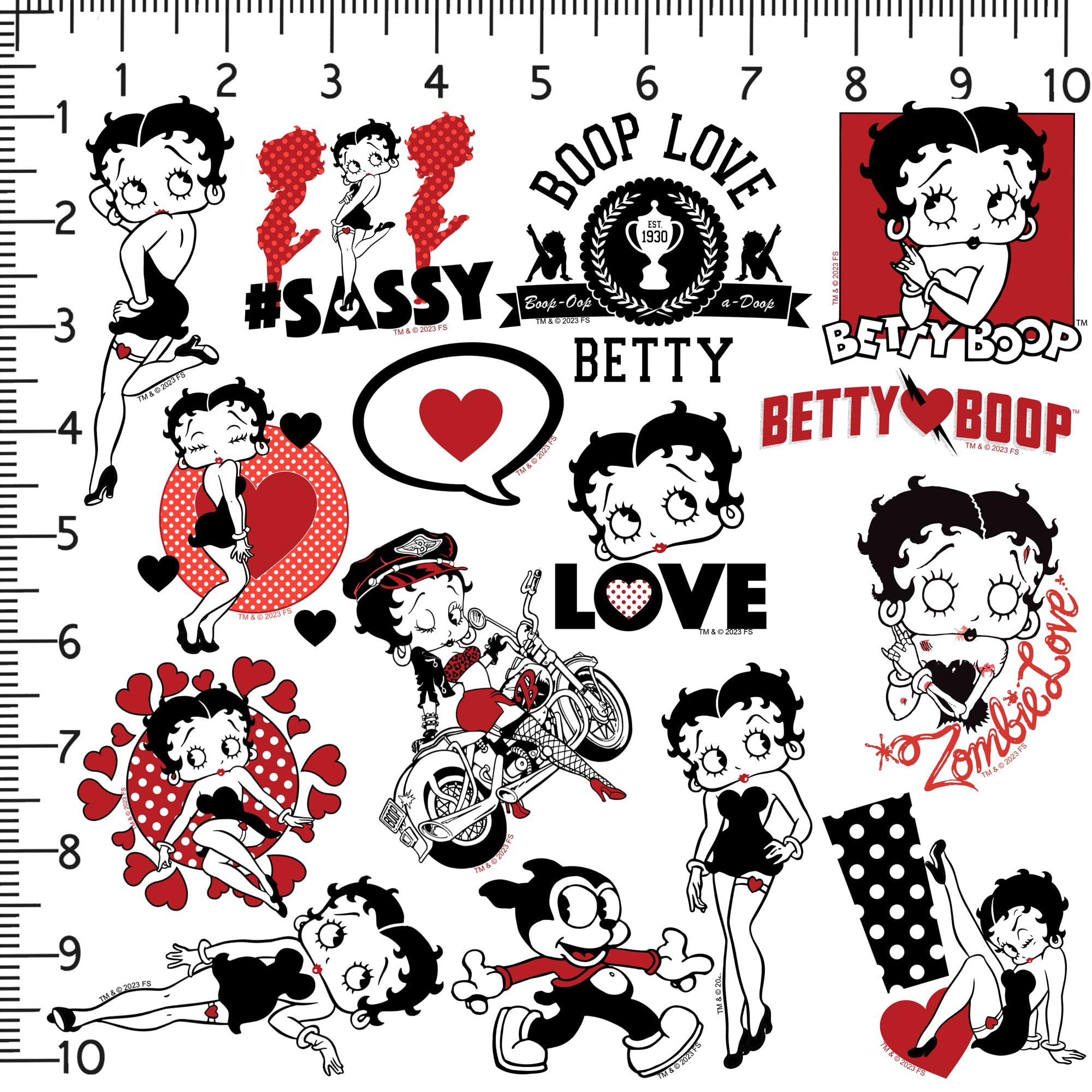 GRAPHICS & MORE Betty Boop 50ct Vinyl Sticker Pack - Large Variety for Laptop, Water Bottle, Scrapbooking, Indoor/Outdoor