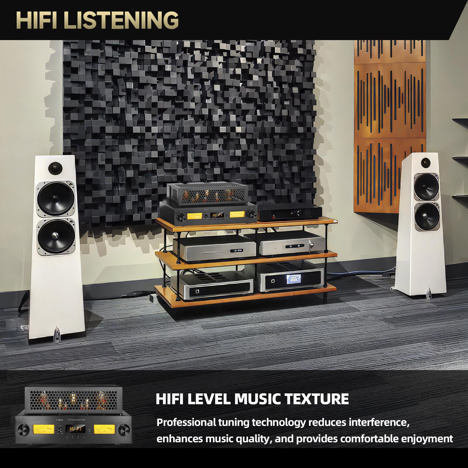 Crboke Cr888 Hi-End Class A Kt88 Single-Ended Tube Amplifier With Built-In Aptx-Hd Bluetooth And Active Subwoofer Outpu