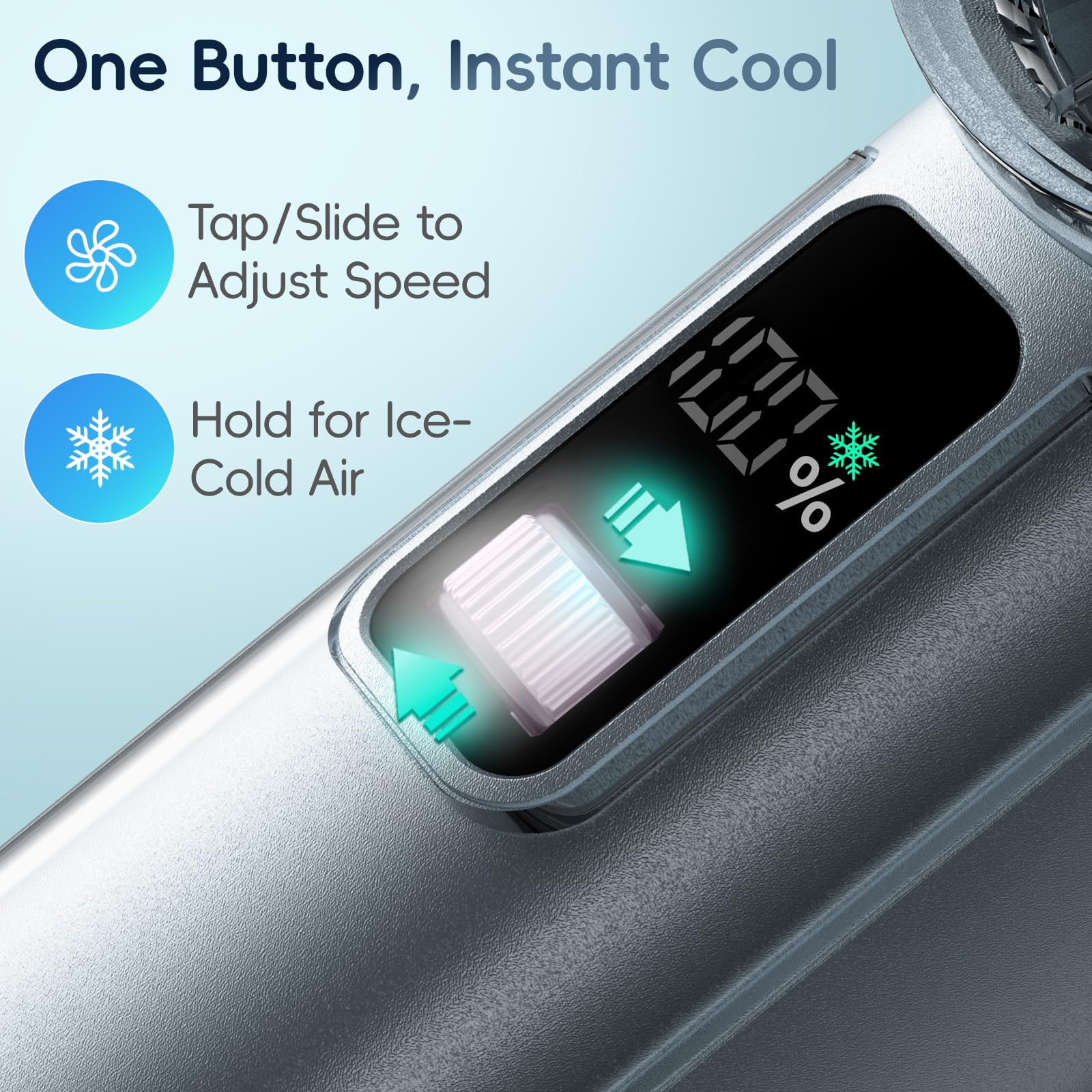 Panergy High Speed Handheld Fan With Ice Cooler,1-100 Speed Adjustable Mini Turbo Fan, 4000Mah Battery Rechargeable & Digital Di