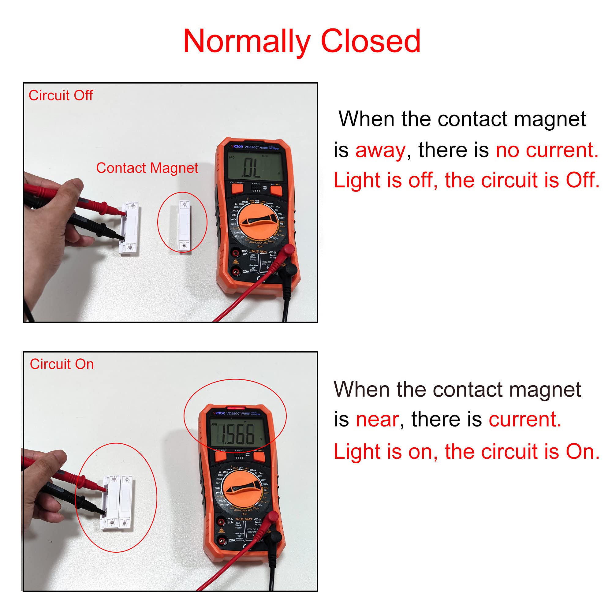 Victorshome Magnetic Reed Switch Nc Surface Mount Wired Door Window Contact Sensor With Cover For Home Security And Burglar Alar