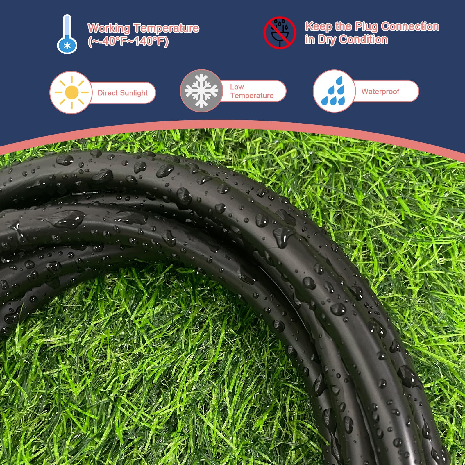 Greatide 6 Ft Outdoor Extension Cord   12/3 Sjtw Heavy Duty Black Extension Cable With 3 Prong Grounded Plug   Power Cord For La