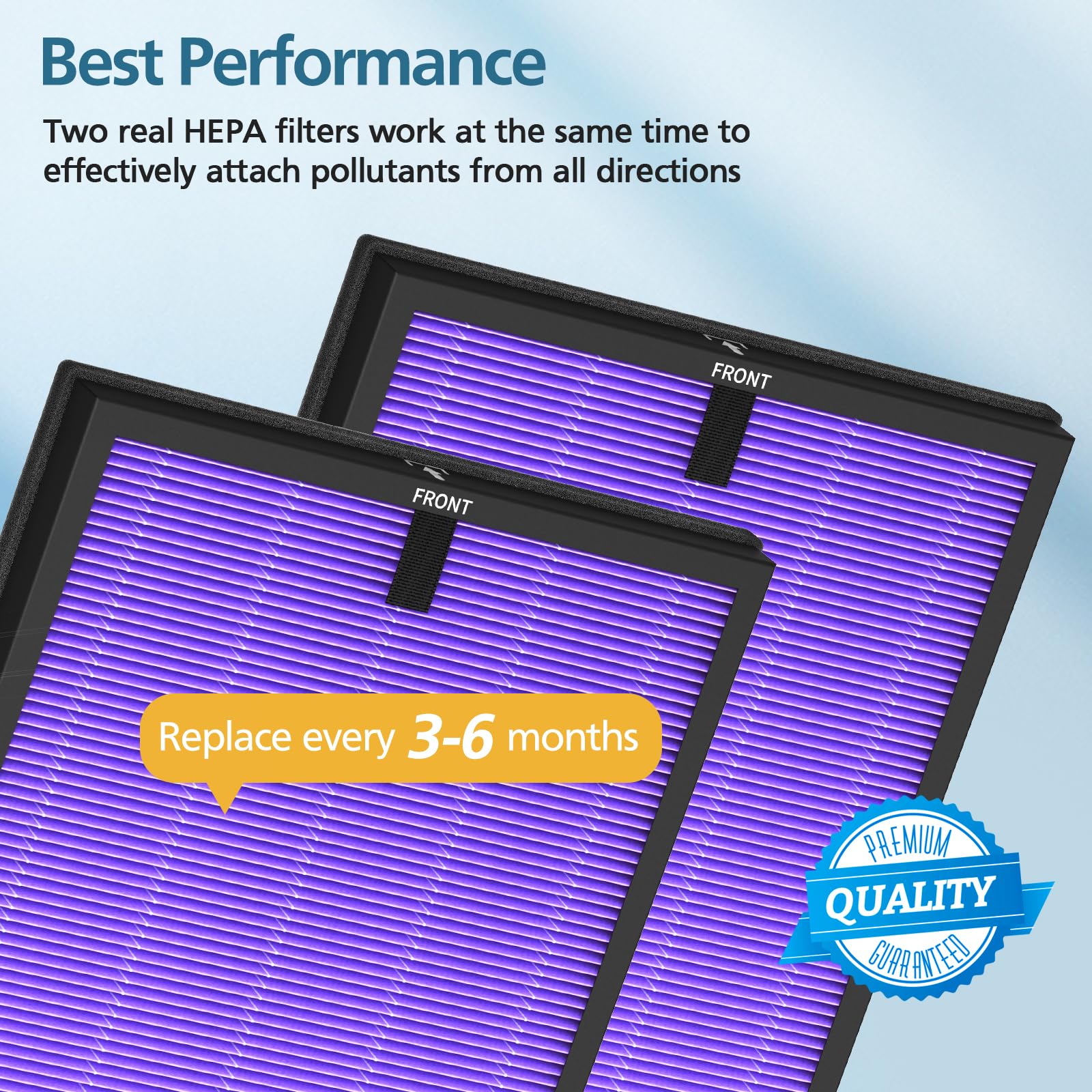 2 Pack Hy4866 True Hepa Replacement Filters For Morento And Westhey Hy4866 Air Purifier, Yiou M1 Air Cleaner Purifier, 3 In 1 H1