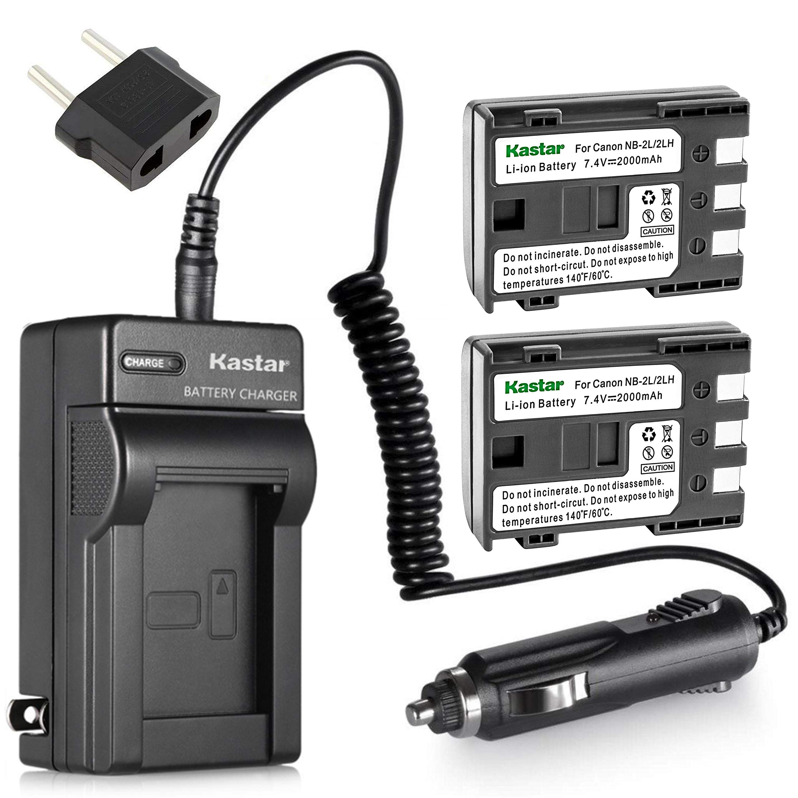 Kastar Battery (2 Pack) And Charger Kit For Canon Nb 2L Nb 2Lh Nb 2L12 Nb 2L14 Nb 2L24 Bp 2L5 Bp 2Lh Work With Canon Dc301 Dc310