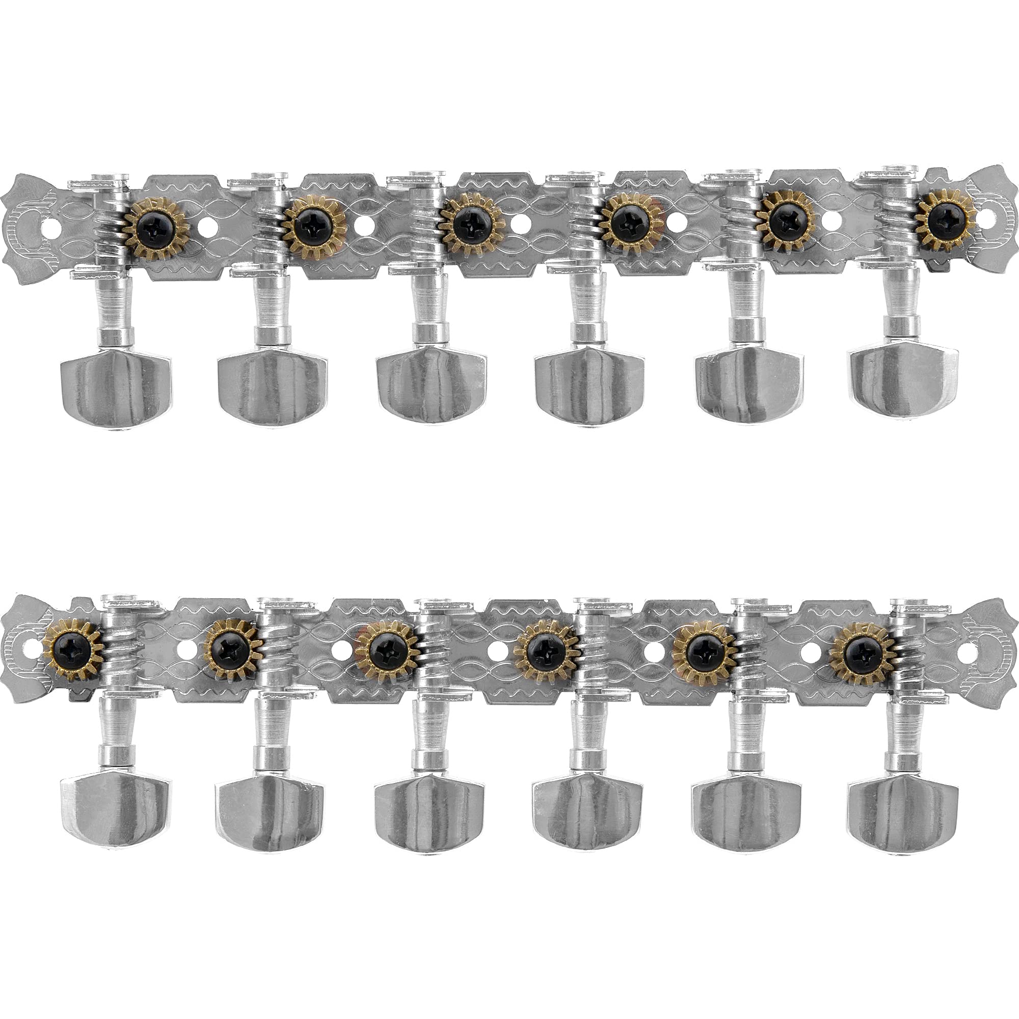 Yootones 12 String Guitar Metal Tuning Pegs Machine Heads Tuning Keys 6R6L Tuners 1:14 Compatible With 12 String Acoustic Guitar