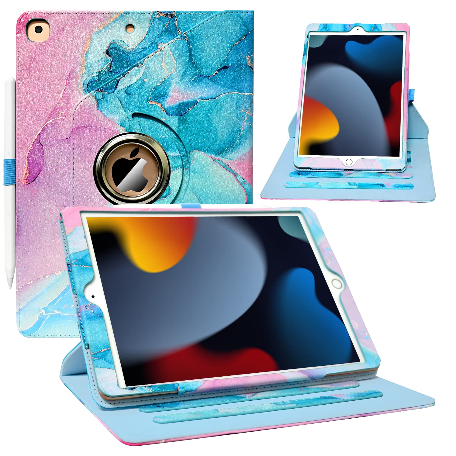 Zonefoker Case For Ipad 9Th/8Th/7Th Generation, Ipad 10.2 Inch Case 2021/2020/2019, 360 Degree Rotating Stand, Ipad 9 8 7 Gen 10