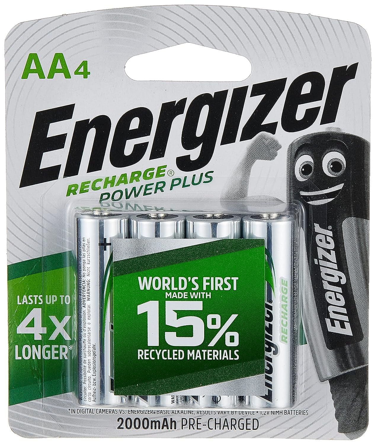 Energizer Rechargeable Nimh Battery Aa 1.2 V Power+ 2000 Mah 4 Blister [En Pwrpl2000B4]