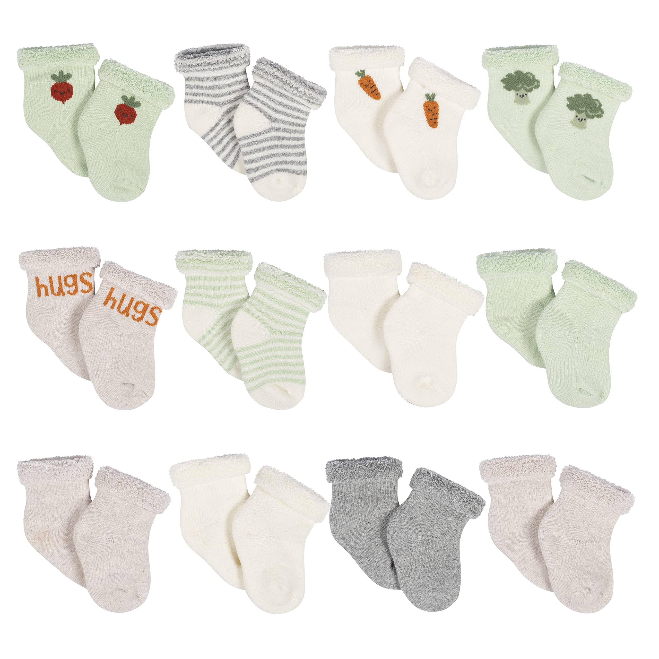 Gerber Unisex Baby 12 Pair Sock Bundle Happy Veggies 3 6 Months