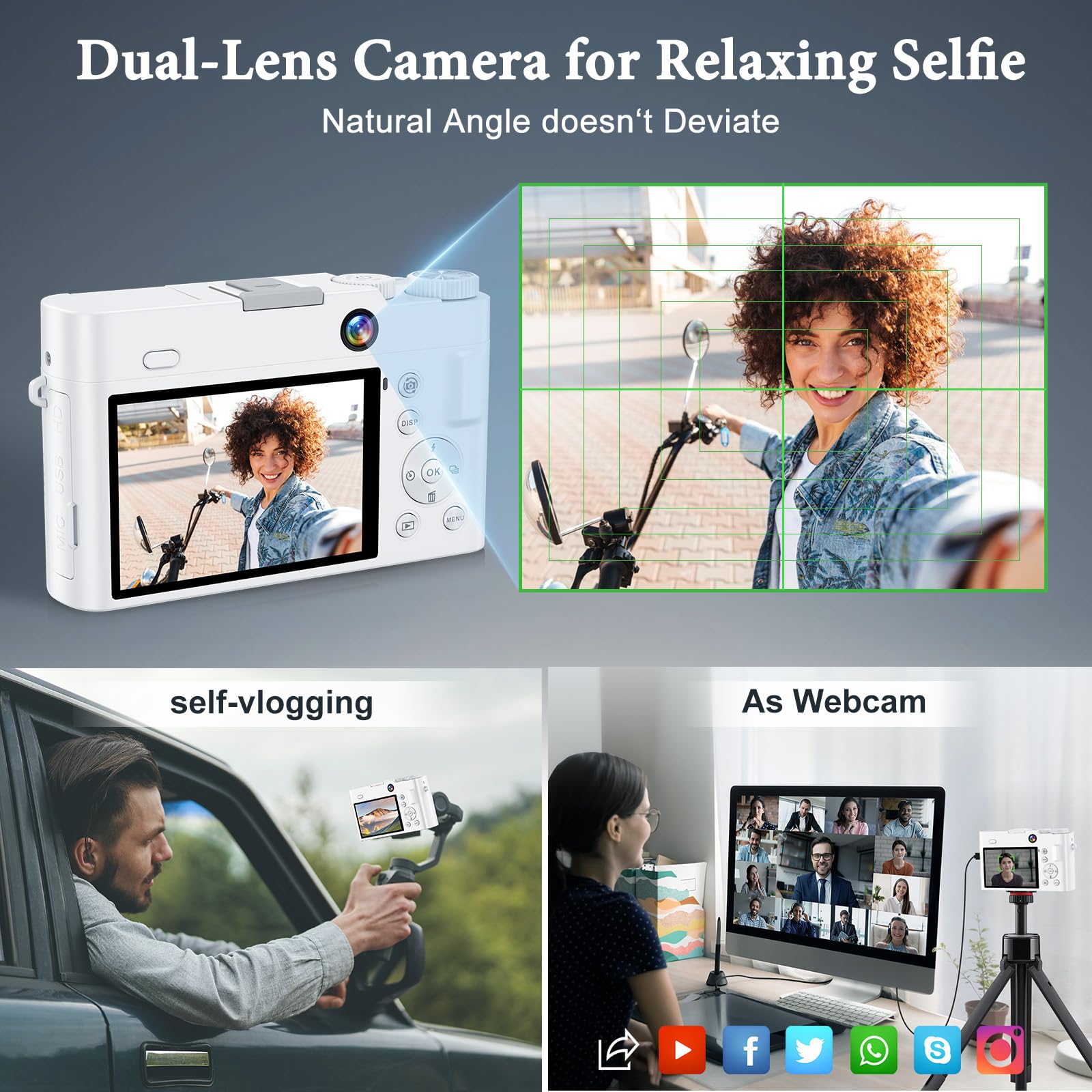 4K Digital Camera, 64Mp Front And Rear Camera For Photography And Video Autofocus 6 Axis Anti Shake, 3'' Selfie Vlogging Camera