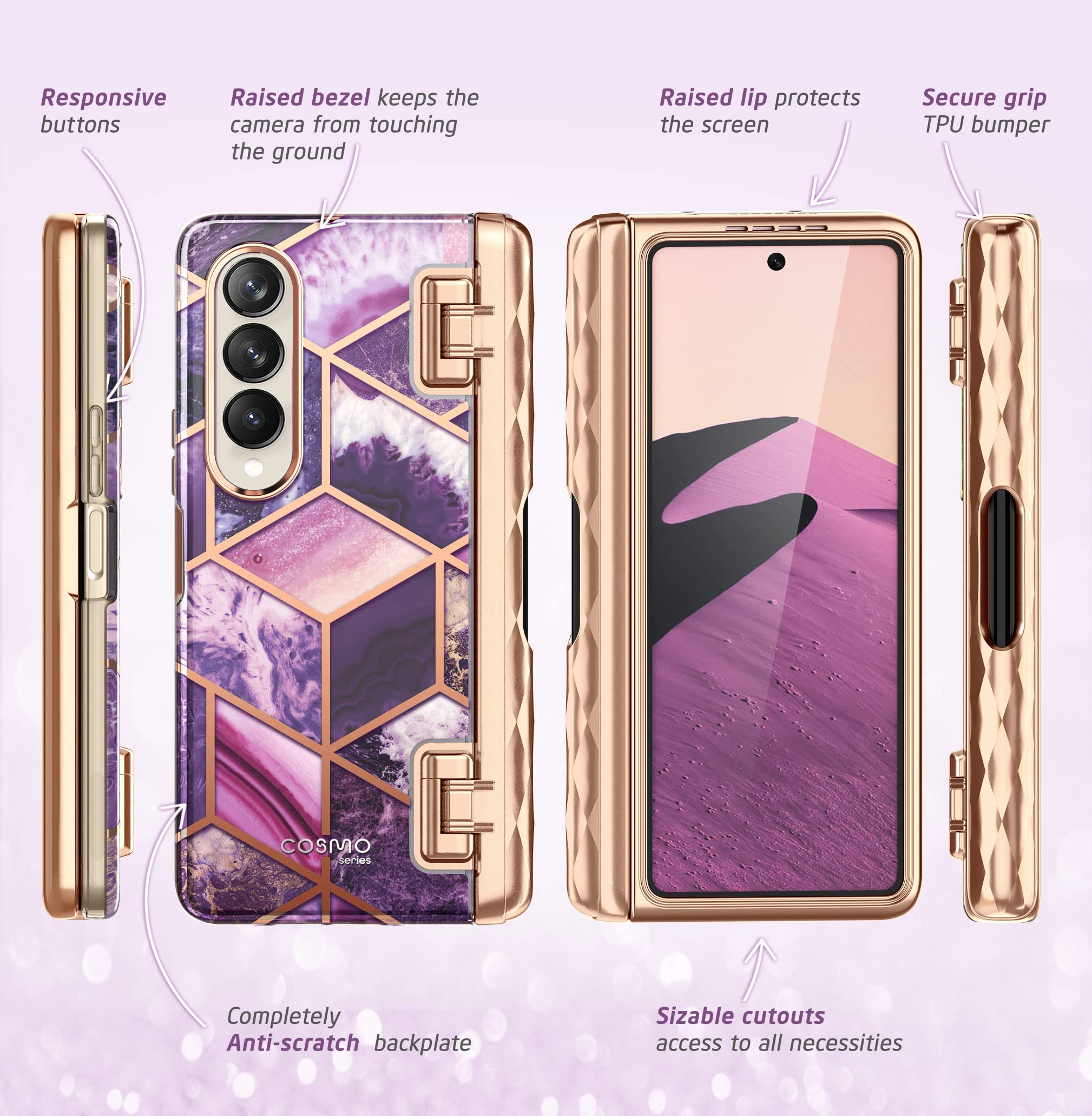 I Blason Cosmo Series For Samsung Galaxy Z Fold 4 Case With Pen Holder (2022), Stylish Protective Bumper Fold 4 Case With Built