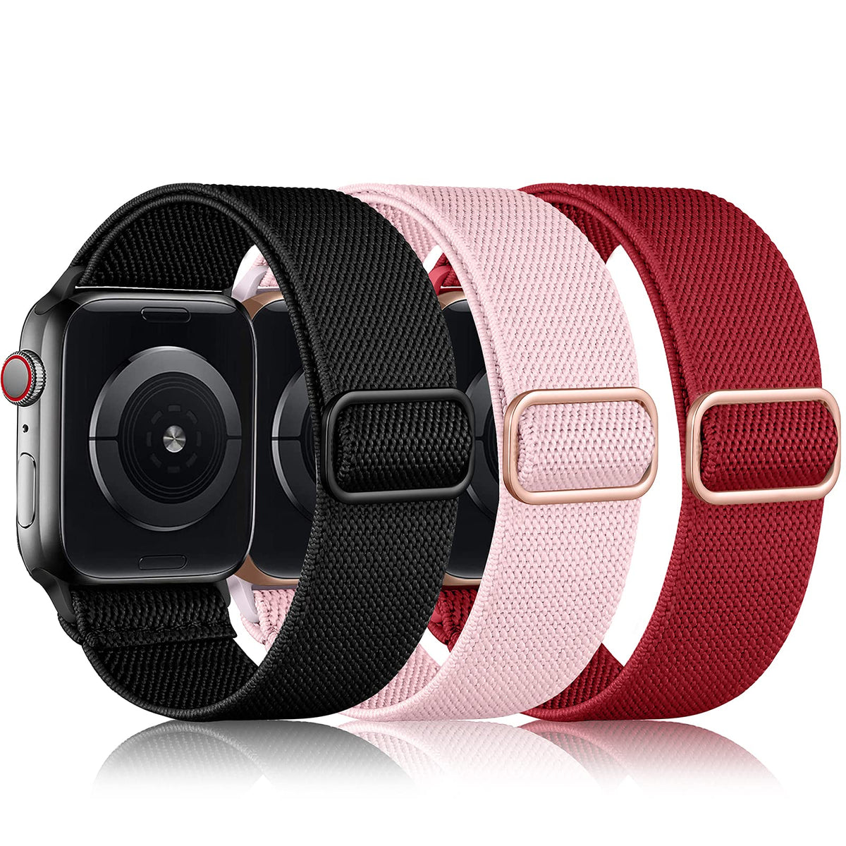 Daqin 3 Pack Elastic Band Compatible With Apple Watch Band 38Mm 40Mm 41Mm 42Mm 44Mm 45Mm 46Mm Women Men, Adjustable Elastic Brai
