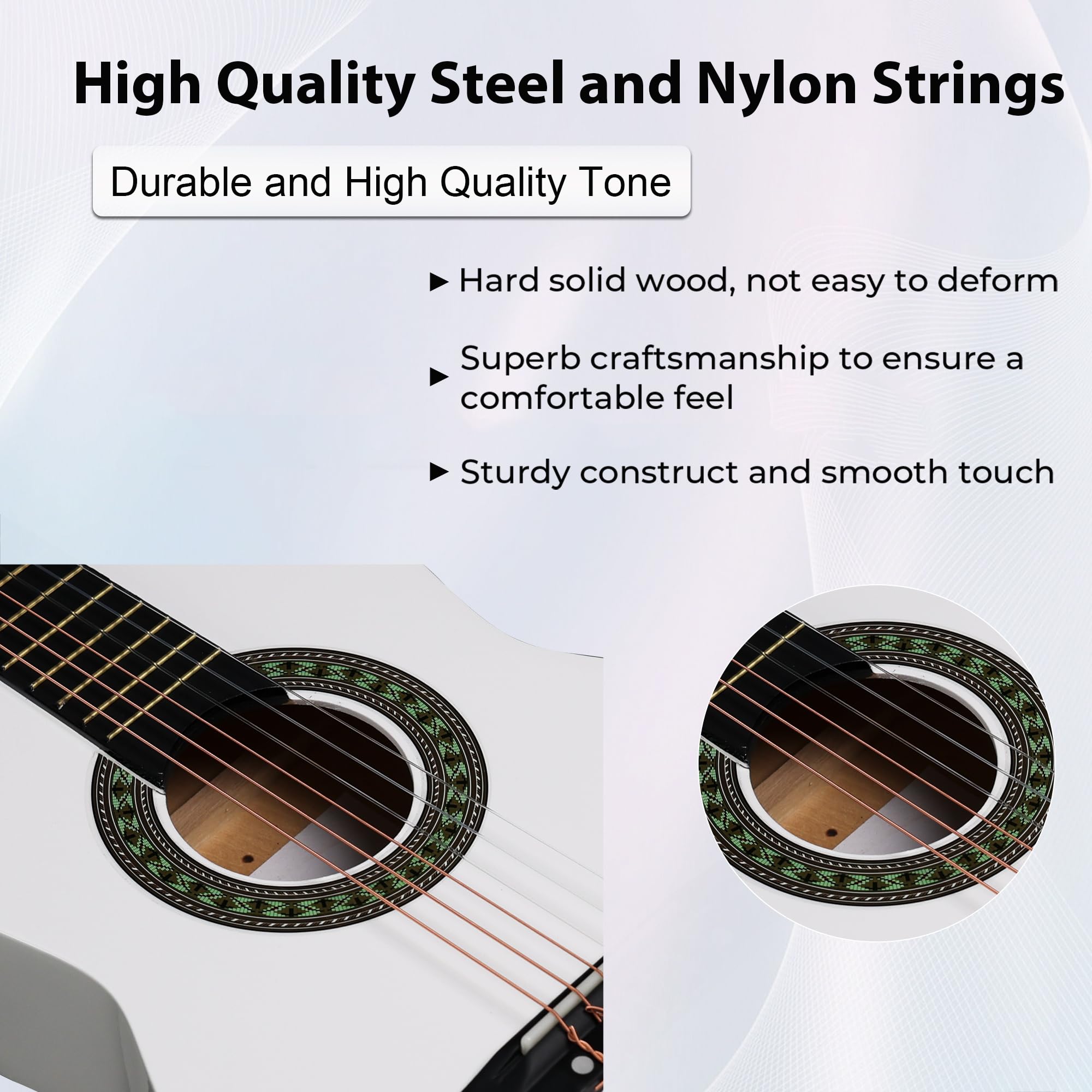 Adm Beginner Acoustic Classical Guitar Nylon Strings Wooden Guitar Bundle Kit For Kid Boy Girl Student Youth Guitarra Online Les