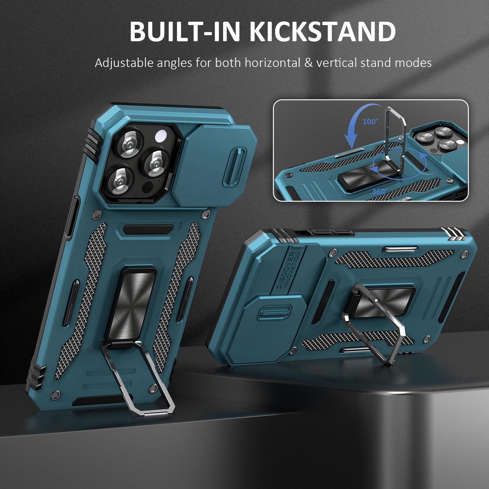 Sefing Phone Case For 15 Pro Max Case 15 Pro Max Phone Case With Camera Cover, With Kickstand Ring Holder, With Magnet Car Mount