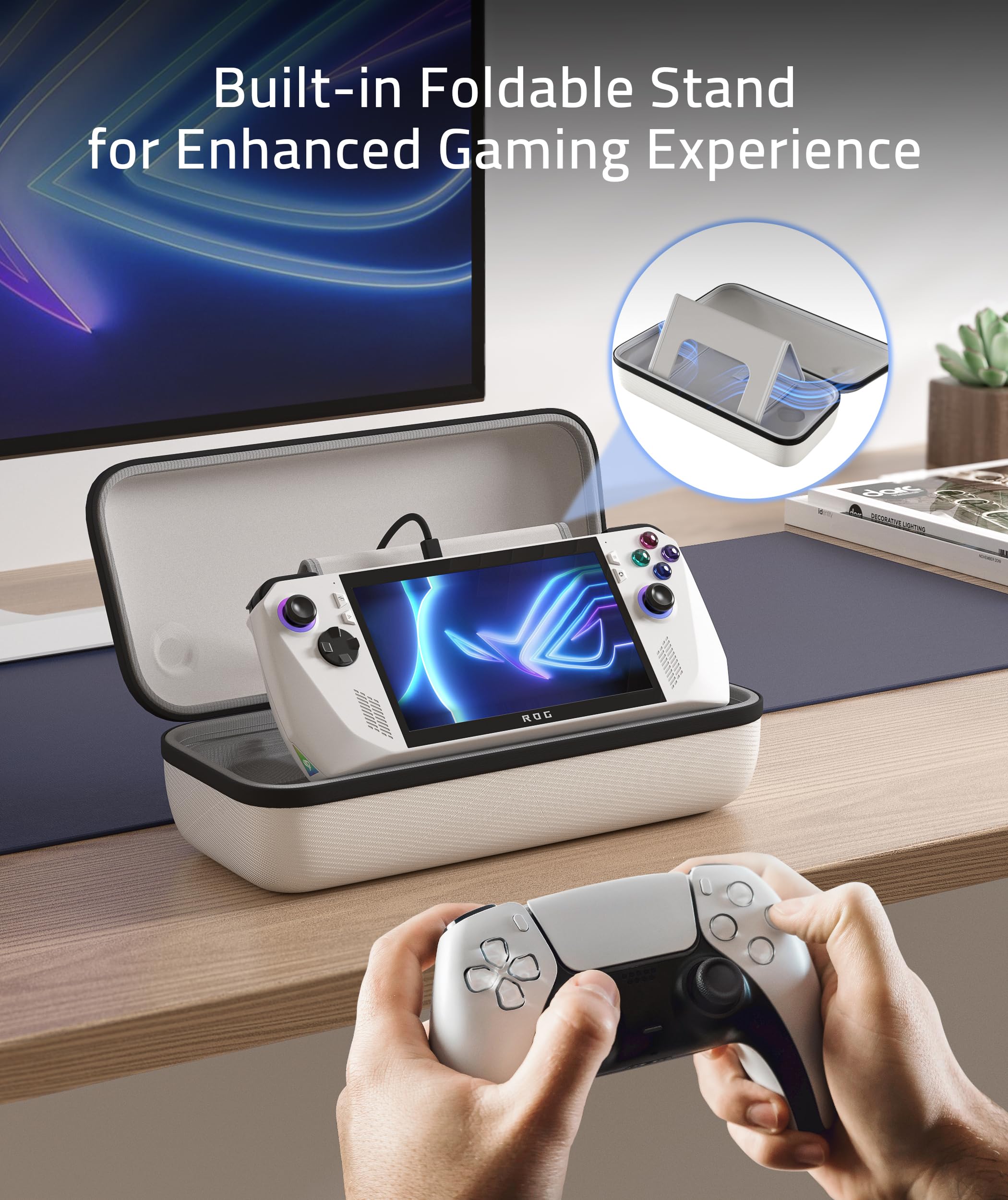 Syntech Hard Carrying Case Compatible With Asus Rog Ally/Rog Ally X Console & Accessories, Portable Travel Handheld Case For Sto