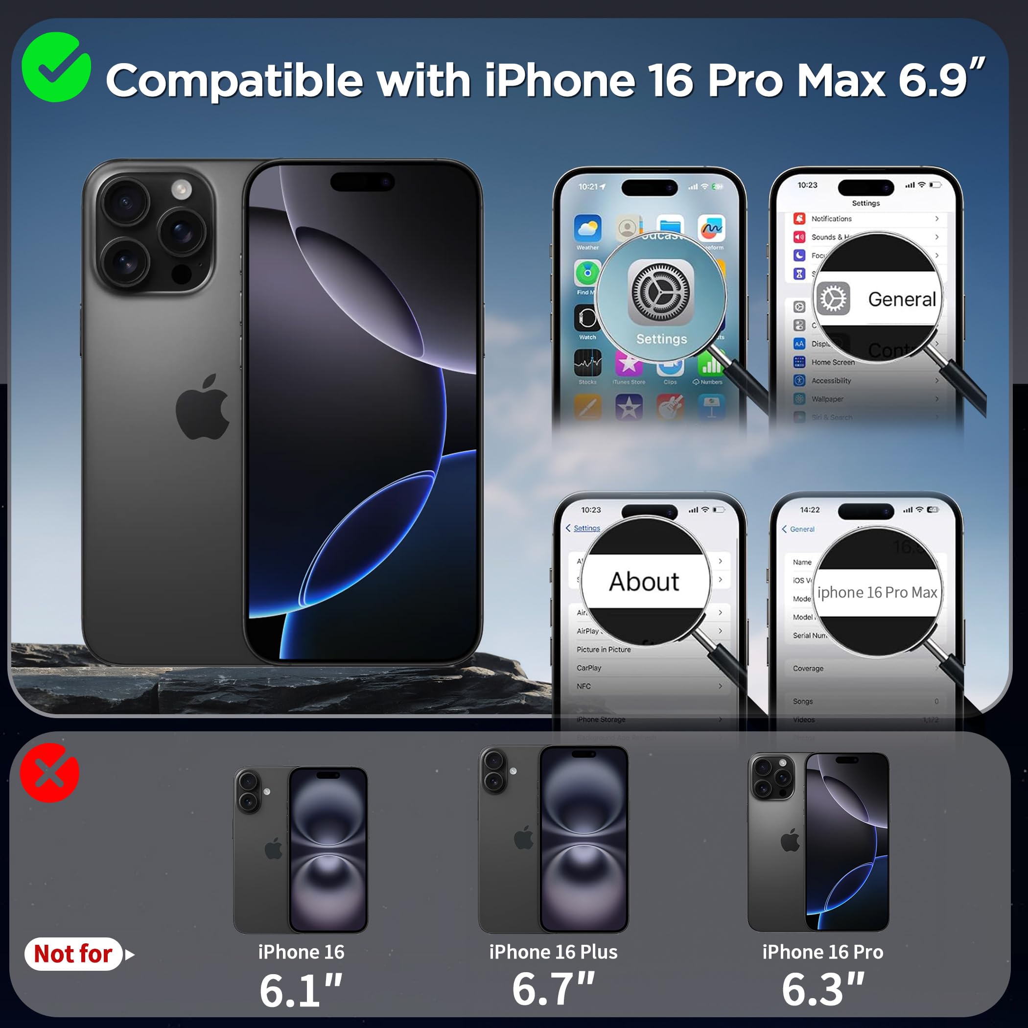 Cacoe Magnetic Case For Iphone 16 Pro Max 6.9 Inch With 360 Rotatable Ring Stand, Compatible With Magsafe Car Phone Mount, Cases