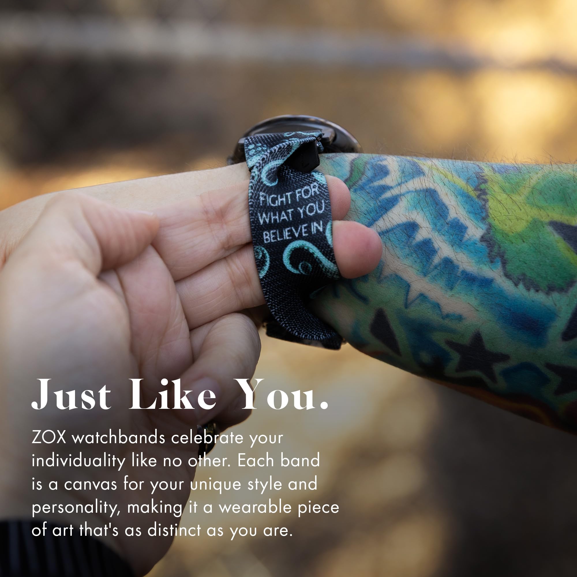 Zox Android Smart Watch Band - Fight For What You Believe In | Soft, Adjustable Elastic Band With Motivational Affirmations And