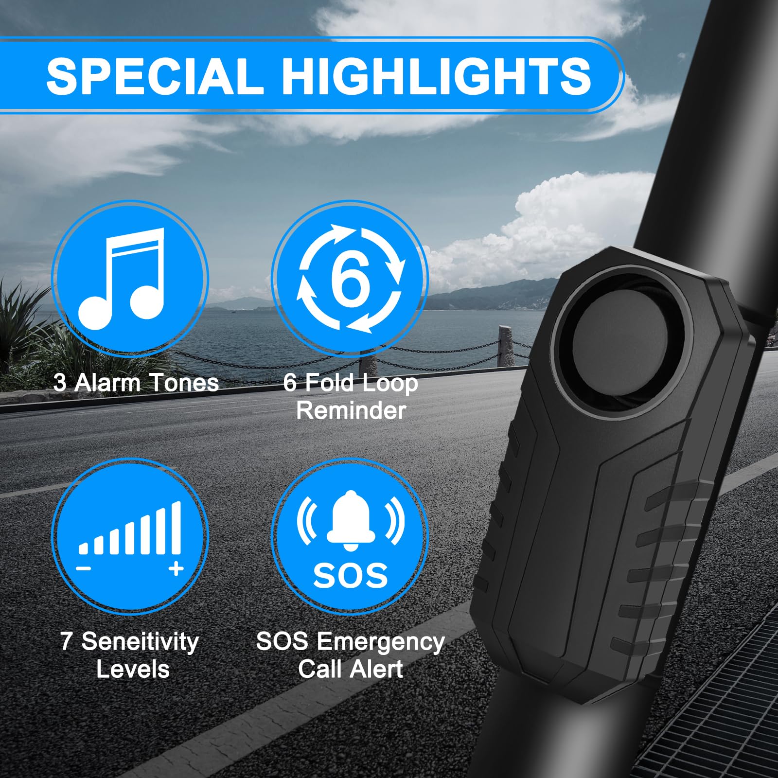 Bike Alarm Remote Motion Sensor System   Cruxer Motorcycle Alarm With Remote, 110Db Loud Anti Theft Bicycle Alarm, Wireless Wate