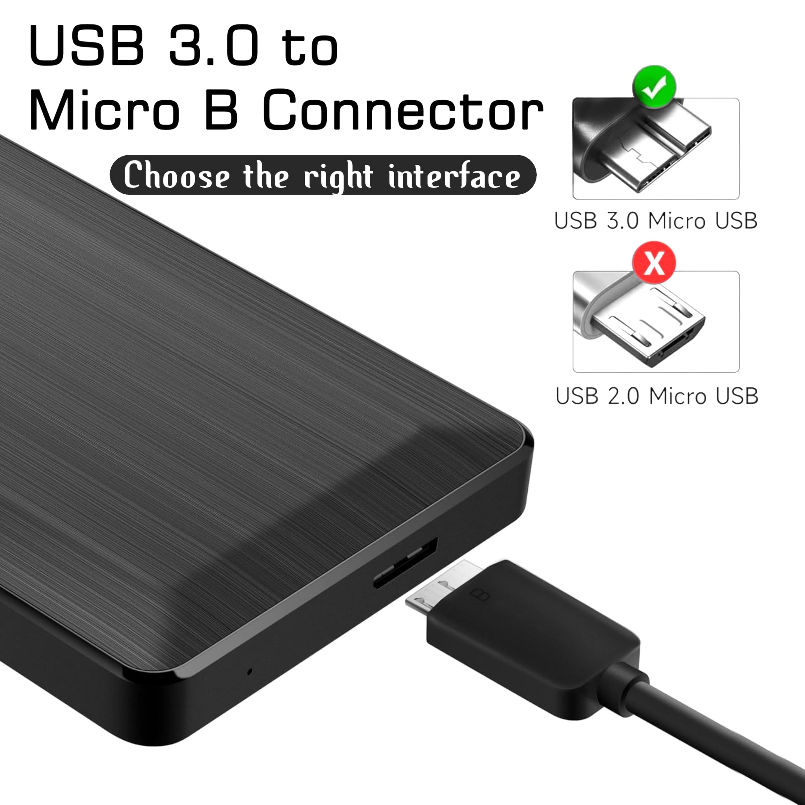 Saitech It Usb 3.0 Cable A To Micro B High Speed Upto 5 Gbps Data Transfer Cable For Portable External Hard Drive   (20Cm), Blac