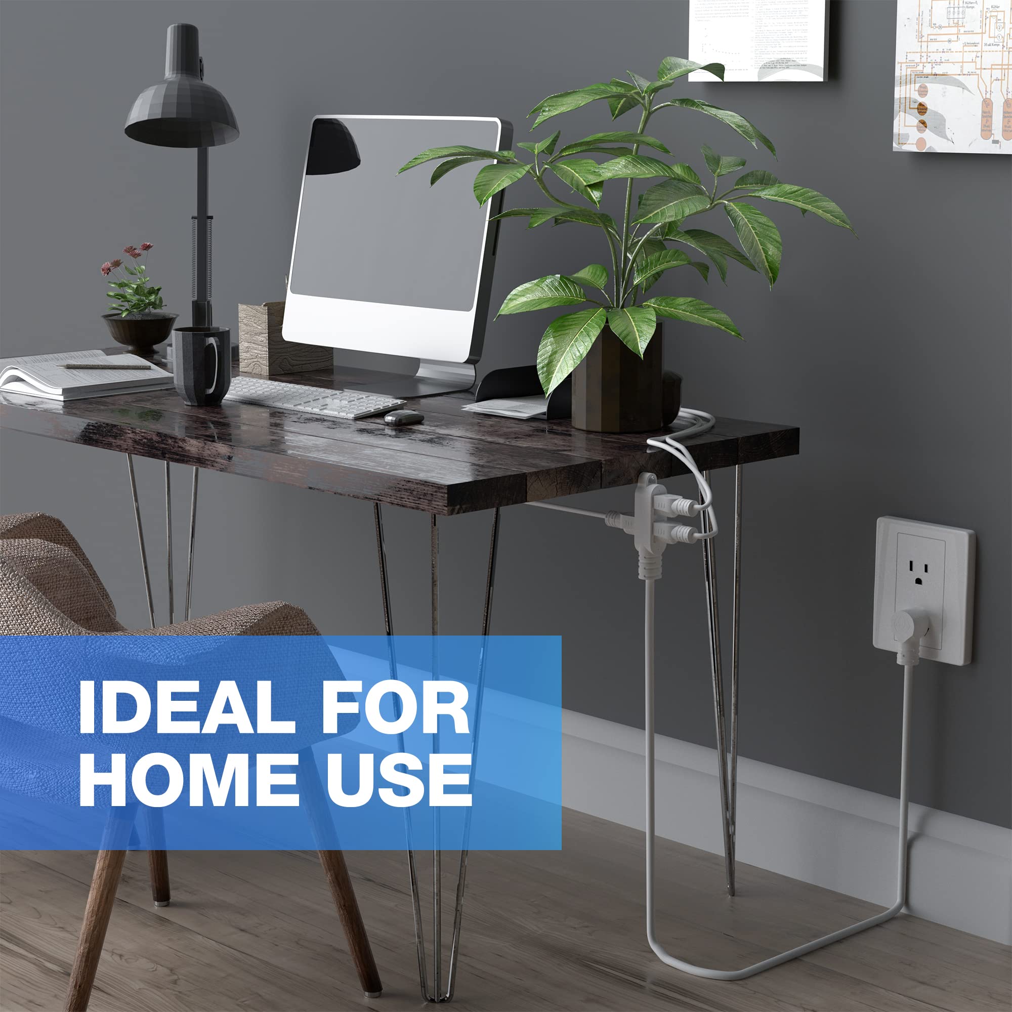 3 Prong Power Extension Cord With Multiple Outlets 6 Ft, 16/3 Gauge Multi 3 Outlet Wire, 90 Degree Angled Male Plug, 16 Awg Grou