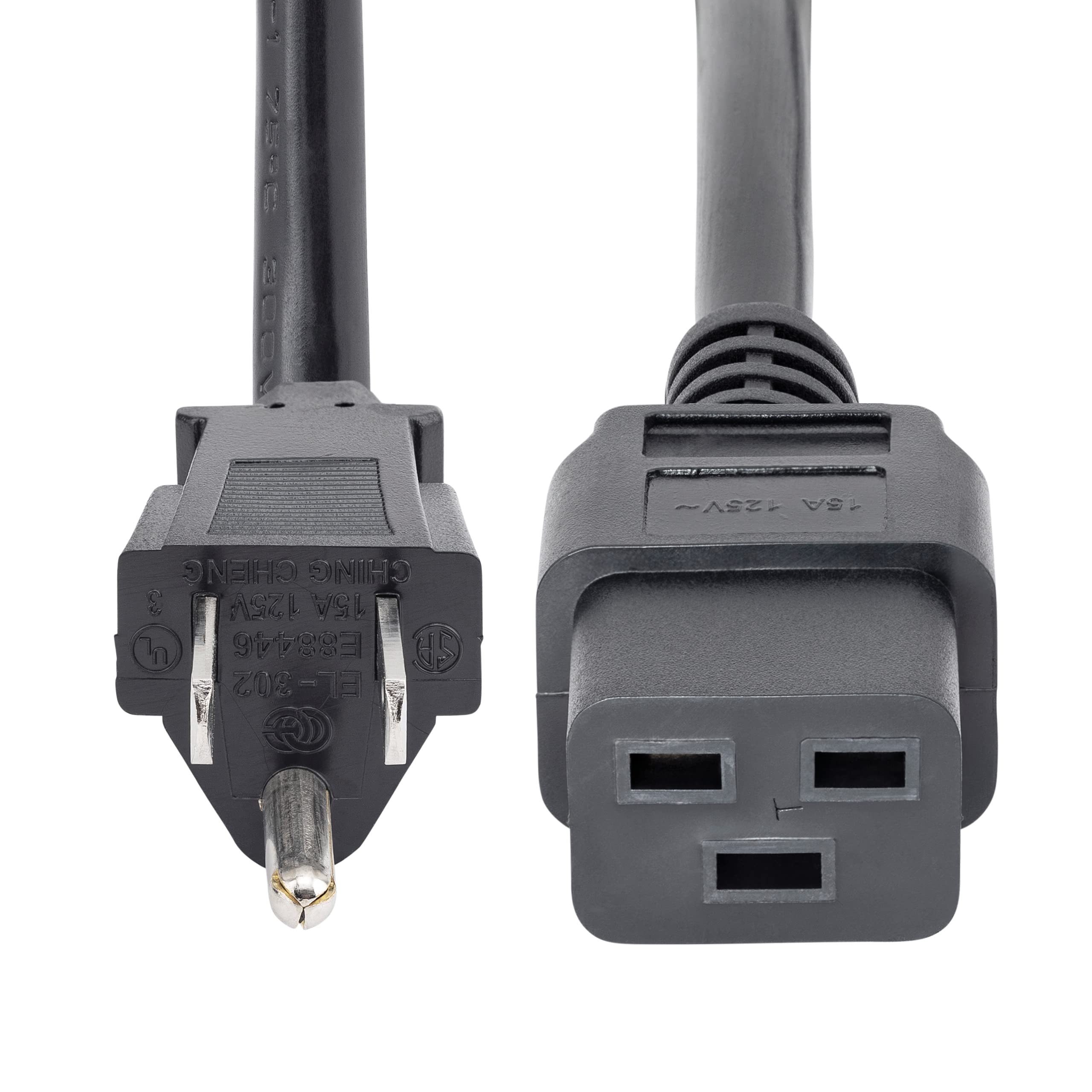 Startech.Com 6Ft (1.8M) Heavy Duty Power Cord, Nema 5 15P To C19 Ac Power Cord, 15A 125V, 14Awg, Computer Power Cord, Heavy Gaug