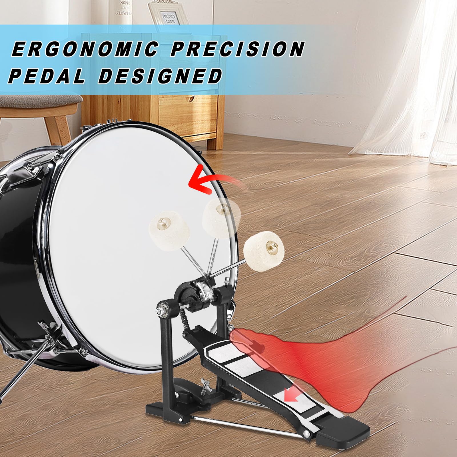 Bass Drum Pedal, Kick Drum Pedals Beater Head Bass Pedal For Drum Set