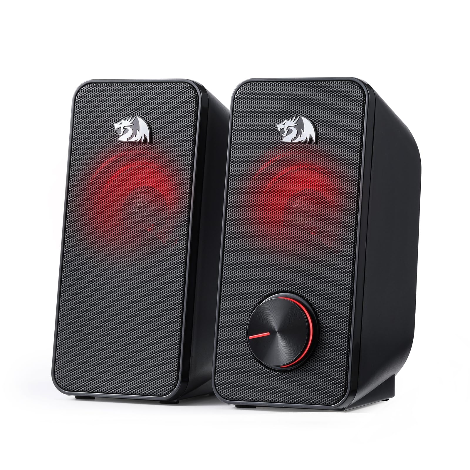 Redragon Gs500 Stentor Pc Gaming Speaker, 2.0 Channel Stereo Desktop Computer Speaker With Red Backlight, Quality Bass And Cryst