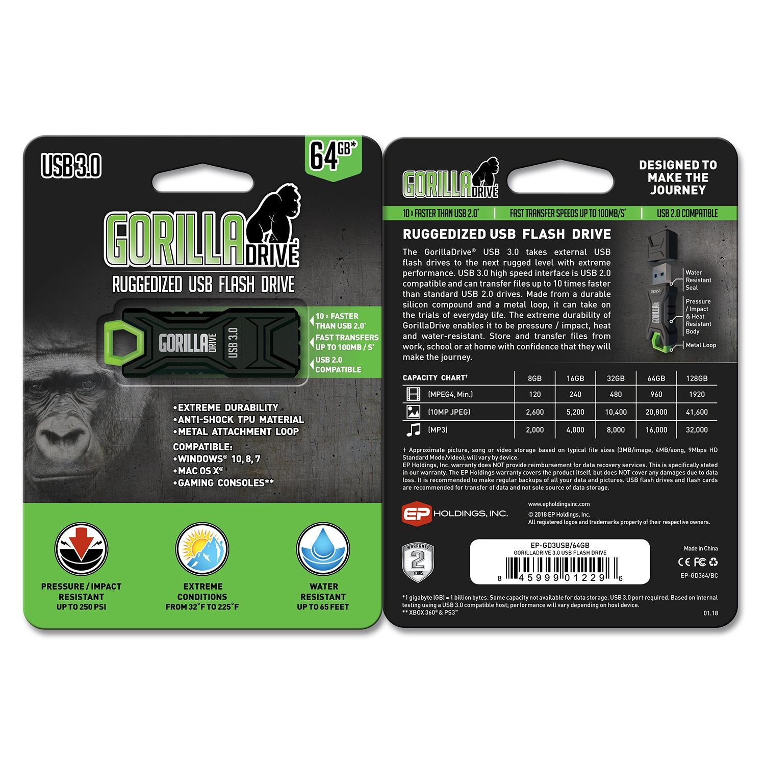 Gorilladrive 3.0 Ruggedized 64Gb Usb Flash Drive (2 Pack)