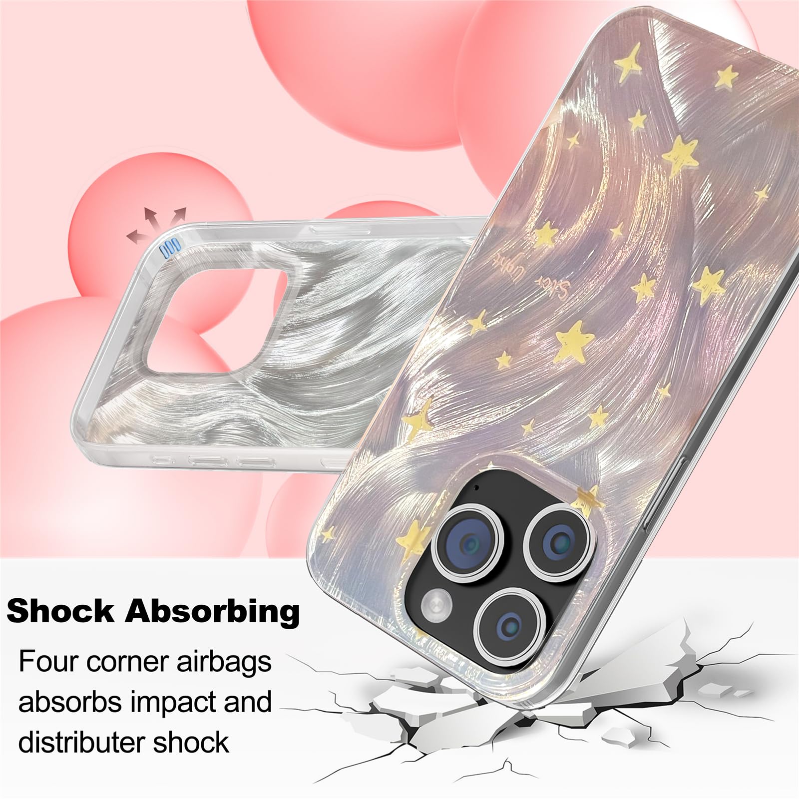 I Mgae In Ar Phone Hard Case 6.7 Inch Compatible With Iphone 14 Pro Max Case 2022 Release Slim Holographic Fade Star Women Girls