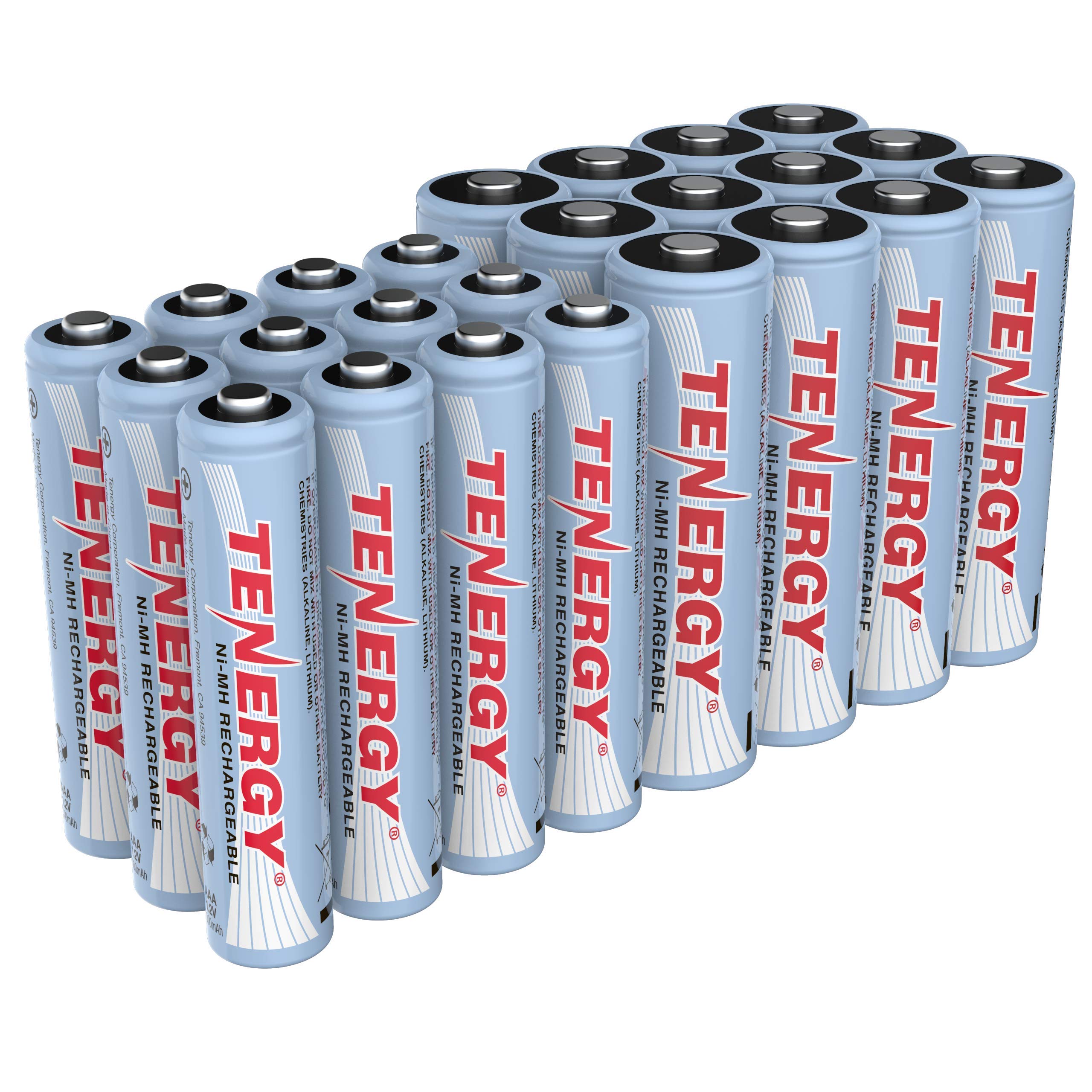 Tenergy High Drain AA and AAA Battery, 1.2V Rechargeable NiMH Batteries Combo, 12 Pack 2500mAh AA Cells and 12 Pack 1000mAH AAA 
