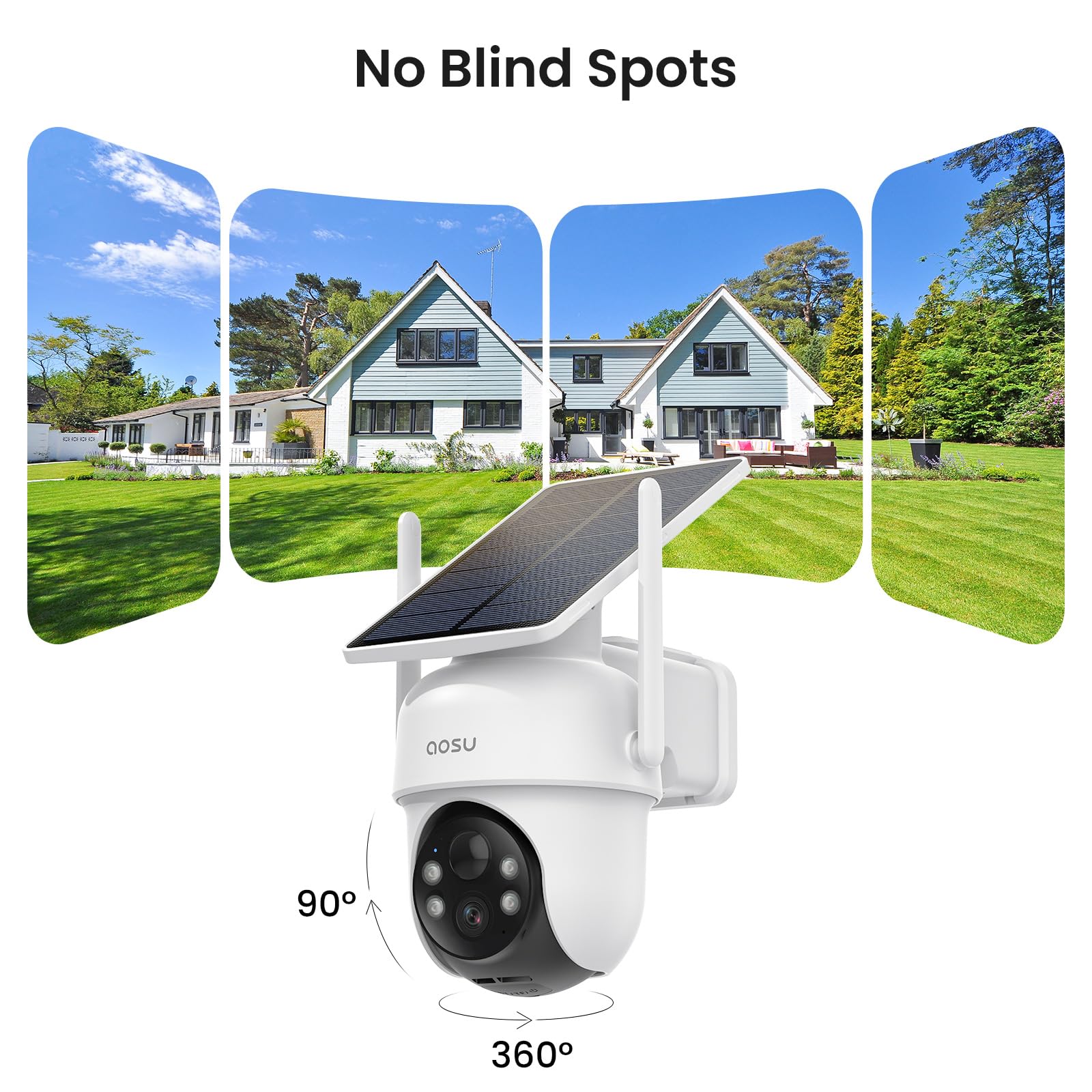 Aosu Security Cameras Outdoor Wireless, 2 Cam Kit, No Subscription, Solar Powered, Home Security Cameras System With 360� Pan & Tilt, Auto Tracking, 2K Color Night Vision, Easy Setup, 5G & 2.4G Wifi