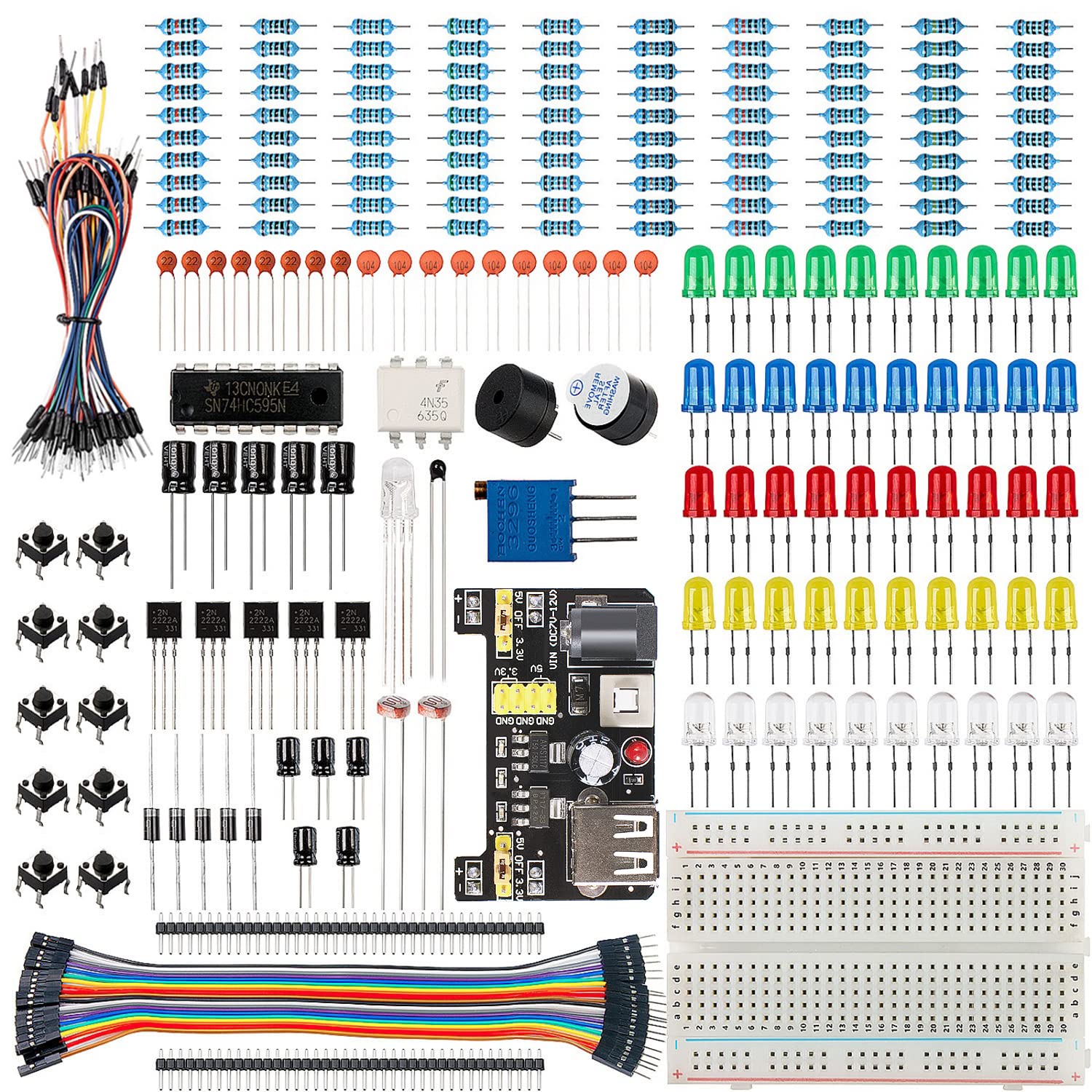 Smraza Basic Starter Kit for Arduino Project,Breadboard, Power Supply, Jumper Wires, Resistors, LED, Electronic Fun Kit Compatib