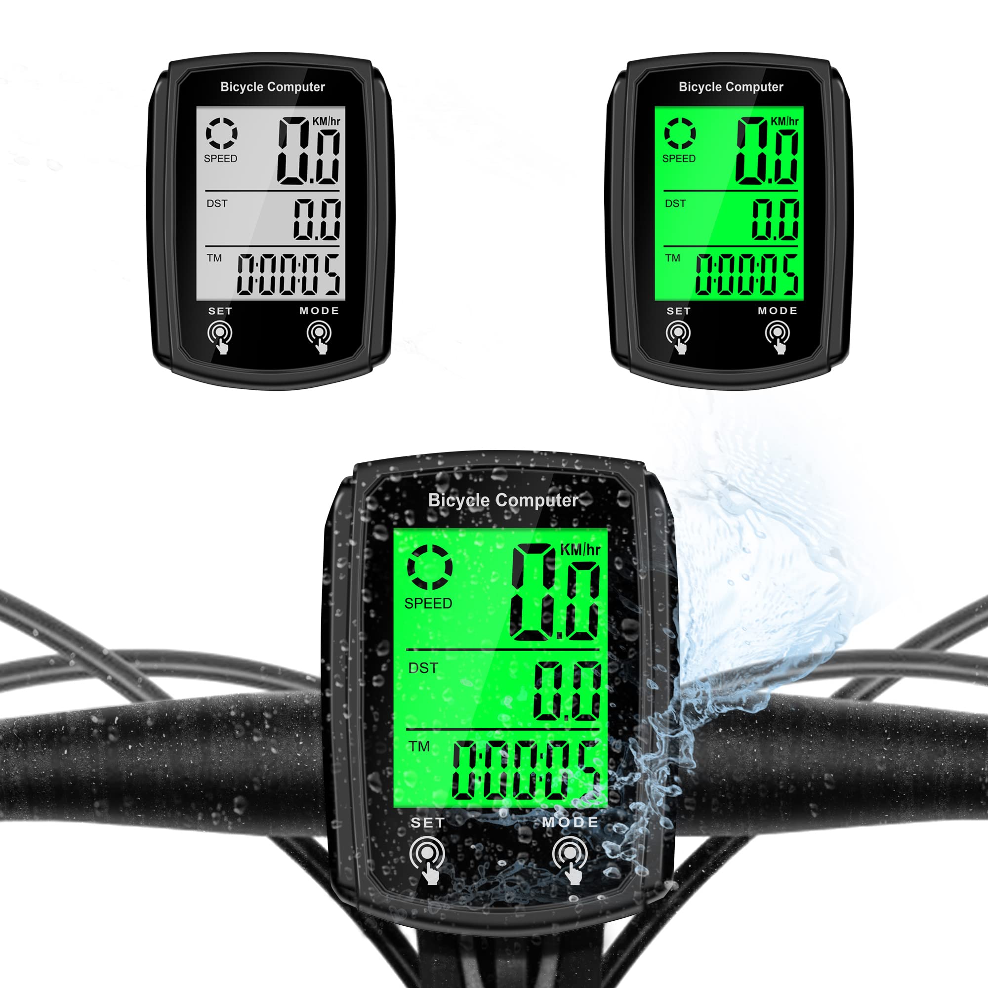 Hilceriy Bike Computer and Bicycle Odometer Wired MPH KM/H Bike Speedometer with Automatic Wake-Up Cycling Speed Tracker LCD Dis
