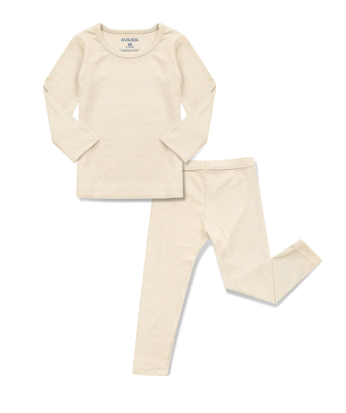 Avauma Baby Boys Girls Pajama Set Kids Toddler Snug Fit Ribbed Sleepwear Pjs For Daily Life Style (Lbeige(L))