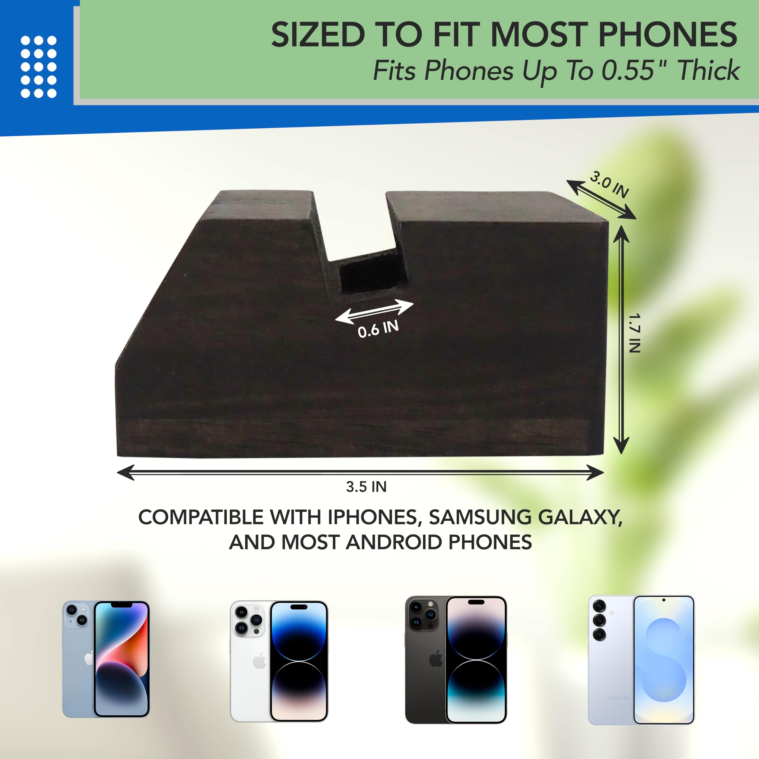 Ecoleafy Dot Wooden Phone Stand- Cellphone Stand For Desk, Bedside Or Nightstand- Minimalist Phone Amplifier Suits Android Or Ip