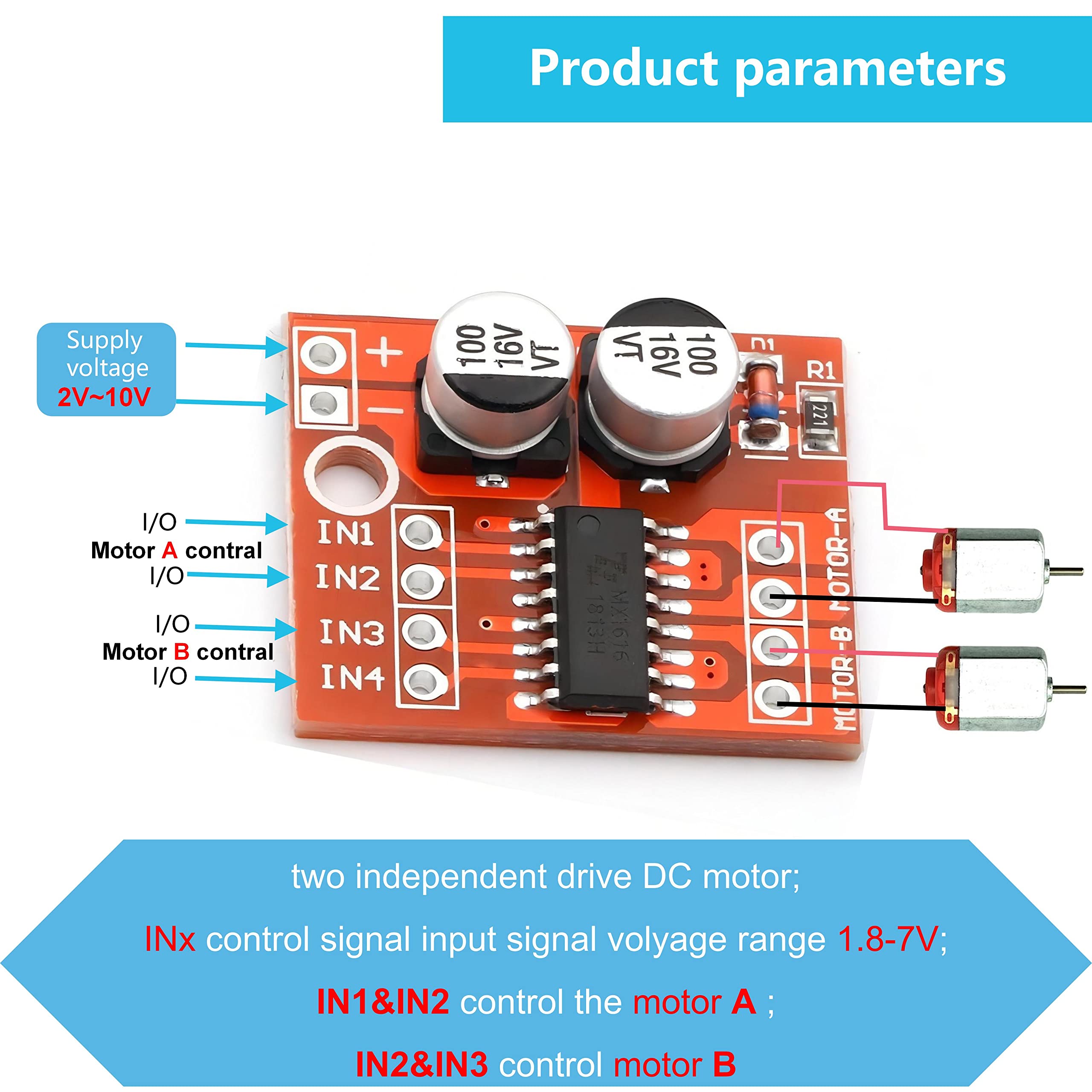 Wwzmdib 4Pcs Mini L298N 2 Channel H Bridge Dc Motor Driver Board With Mx1508 Chip For Electric Projects, Smart Car Robot.