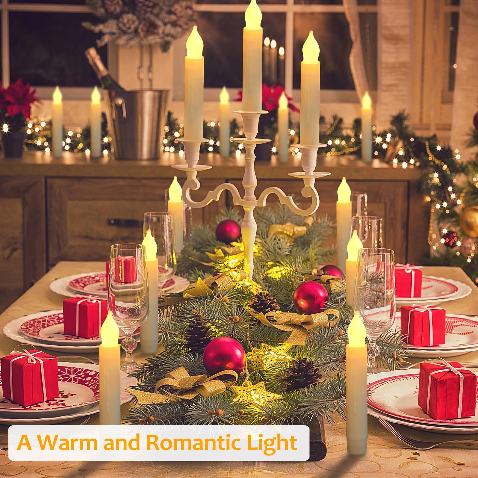 Mumchasi Flameless Candles Battery Operated Candlesticks Flickering Led Candles Electric Flameless Taper Candlesticks Ramadan Ch