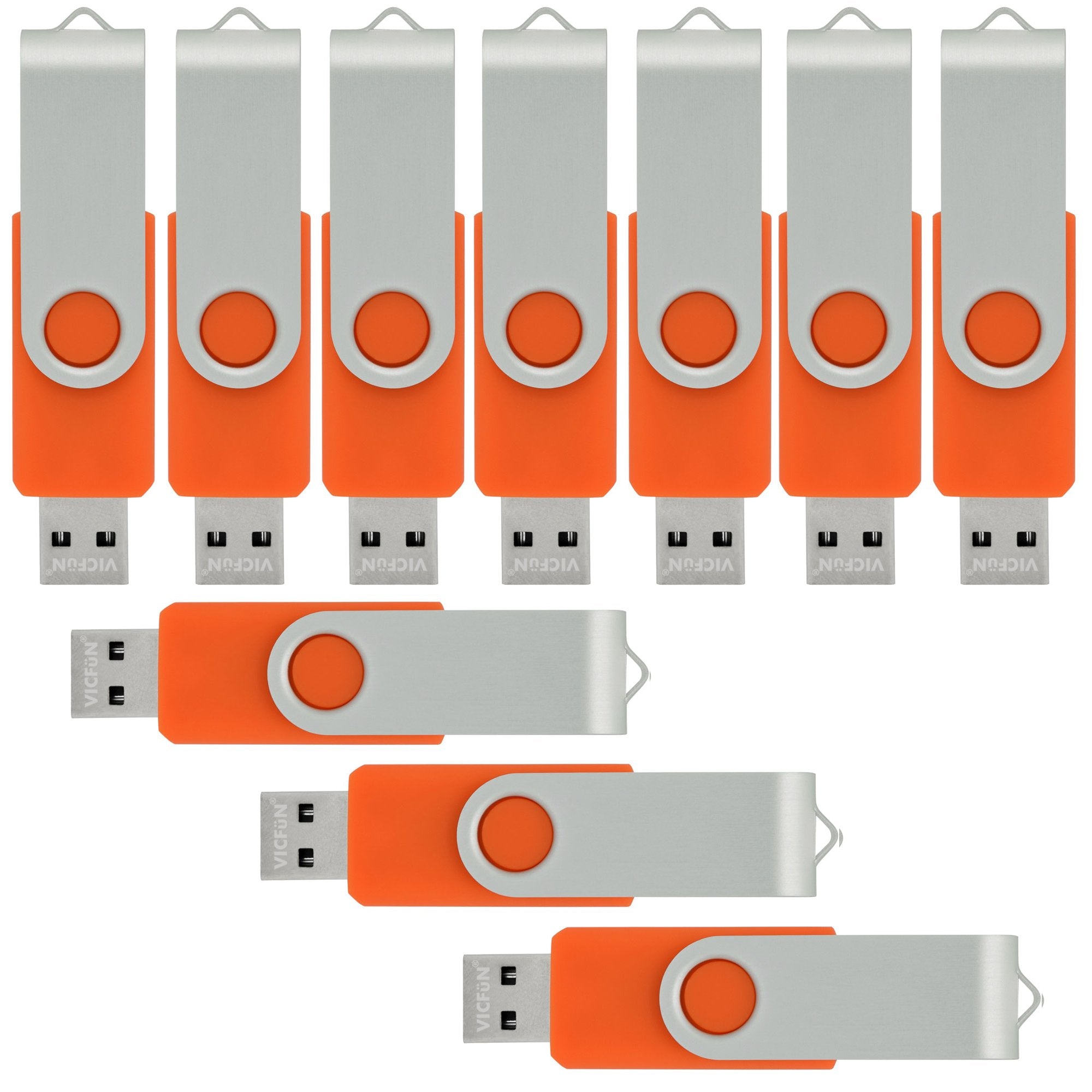 Vicfun 10 Pack 16Gb Usb Flash Drives Usb 2.0 16Gb Flash Drive Swivel Usb Memory Stick Thumb Drive,Orange