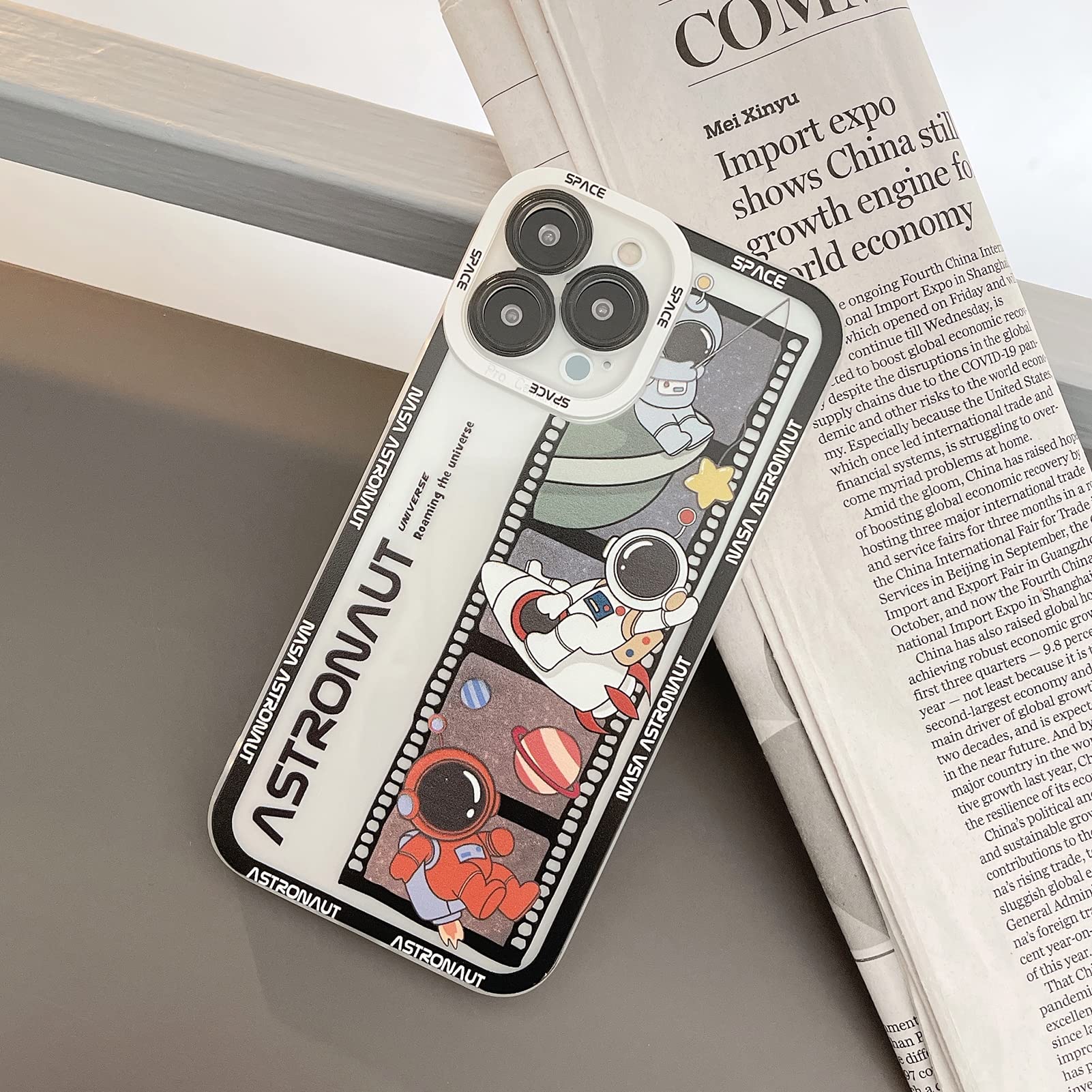 Yonds Queen For Iphone X/Xs Cute Clear Case, Cool Cartoon Astronaut Space Planet Moon Rocket Design Stylish Bumper Shockproof An