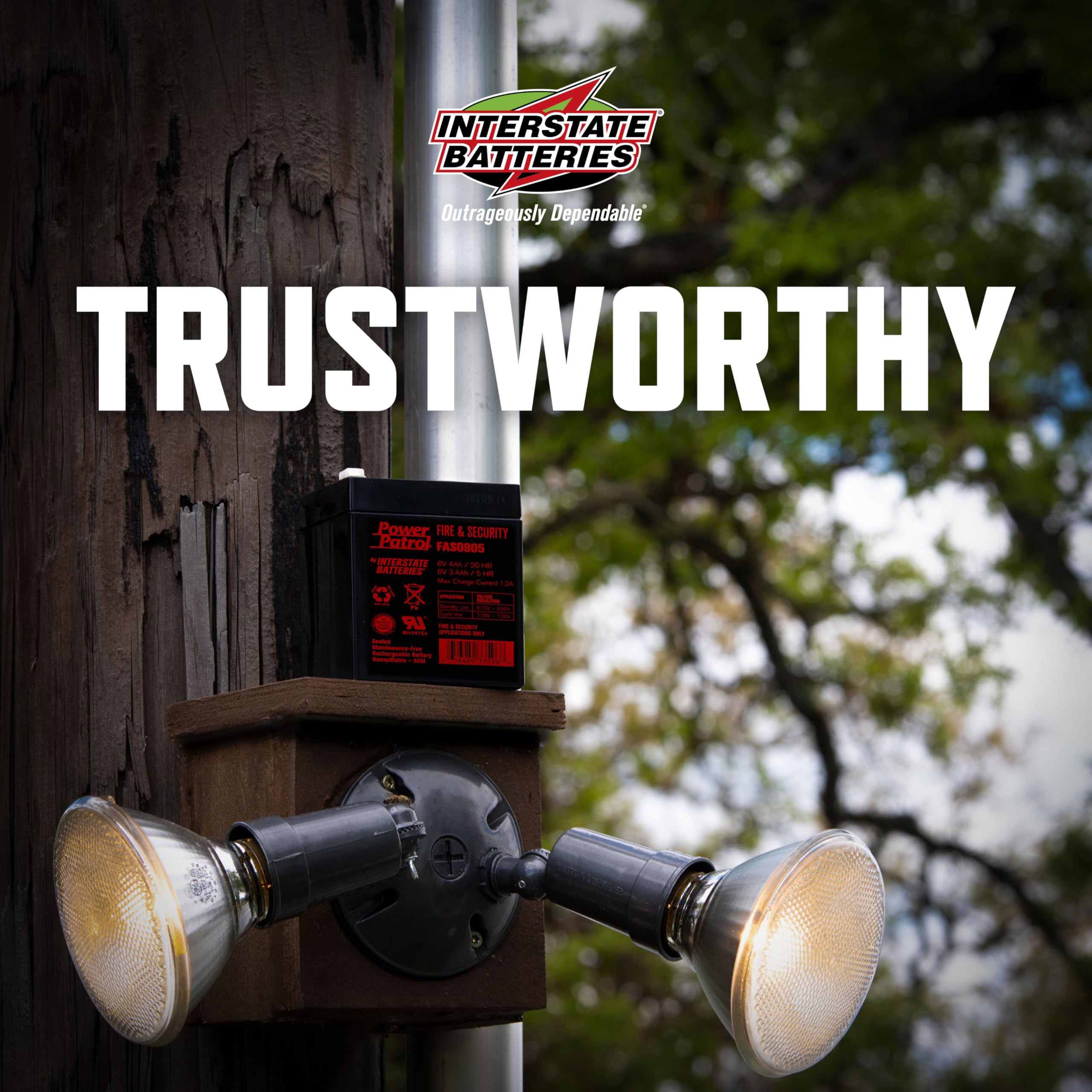 Interstate Batteries 6V 4Ah Fire & Security Battery (F1 Terminal) Sla Agm Vrla Power Patrol Rechargeable Replacement For Fire Al