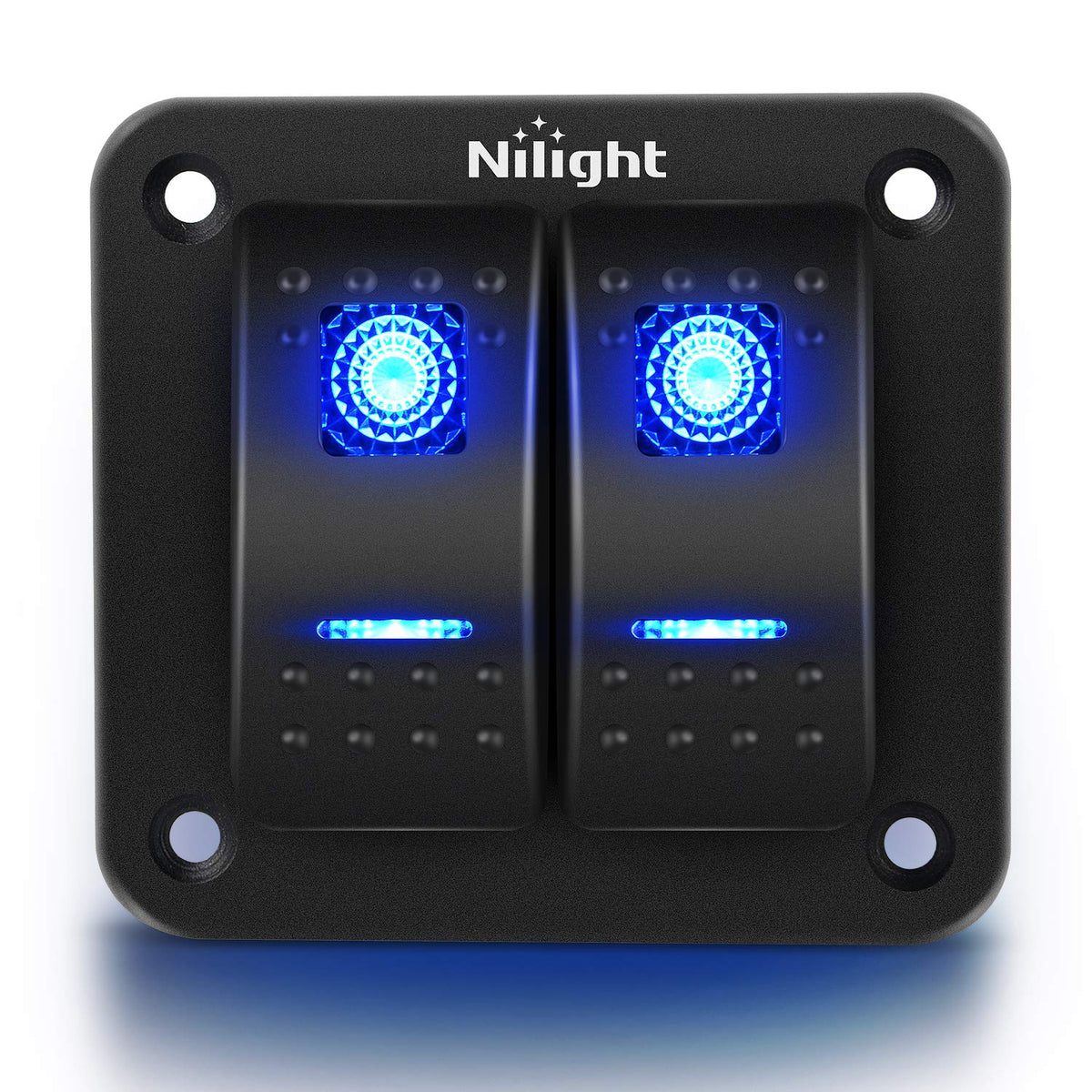 Nilight 90106B 2 Gang Rocker Switch Panel 5 Pin On Off Pre Wired Rocker Switch Aluminum Panel Waterproof Switche Panel For 12V24