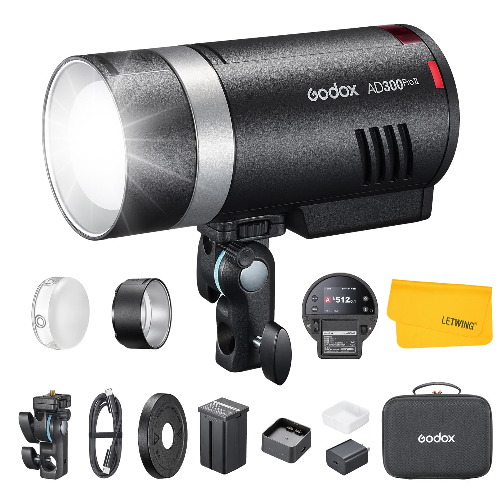 GODOX AD300Pro II AD300 Pro II Outdoor Flash Strobe, 2.4G 300Ws TTL HSS 1/8000s Portable Flash Monolight, 350 Full Power Flashes