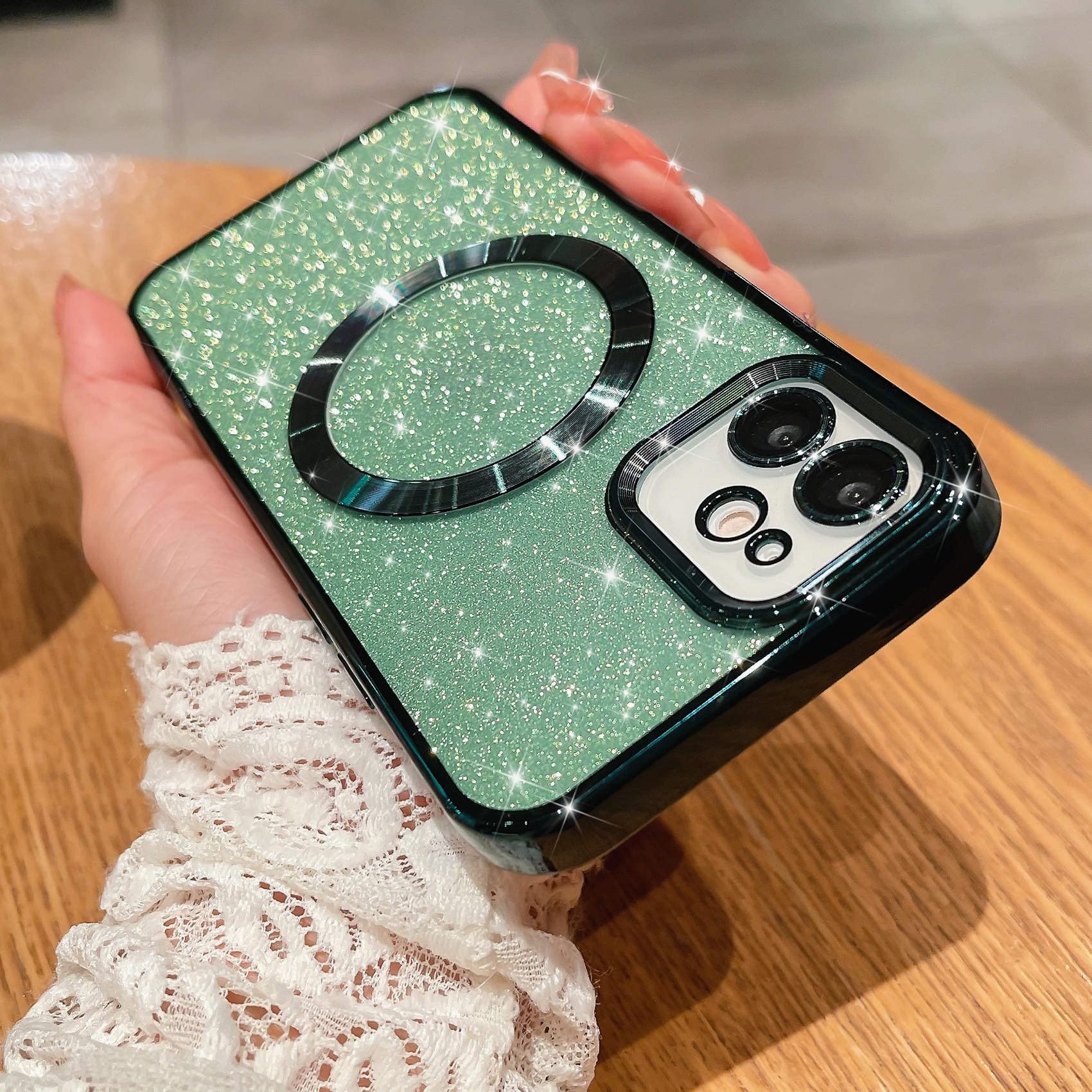 Mgqiling Compatible With Iphone 11 Magnetic Glitter Case, Luxury Plating Cute Bling Clear Phone Case, Compatible With Magsafe Fo