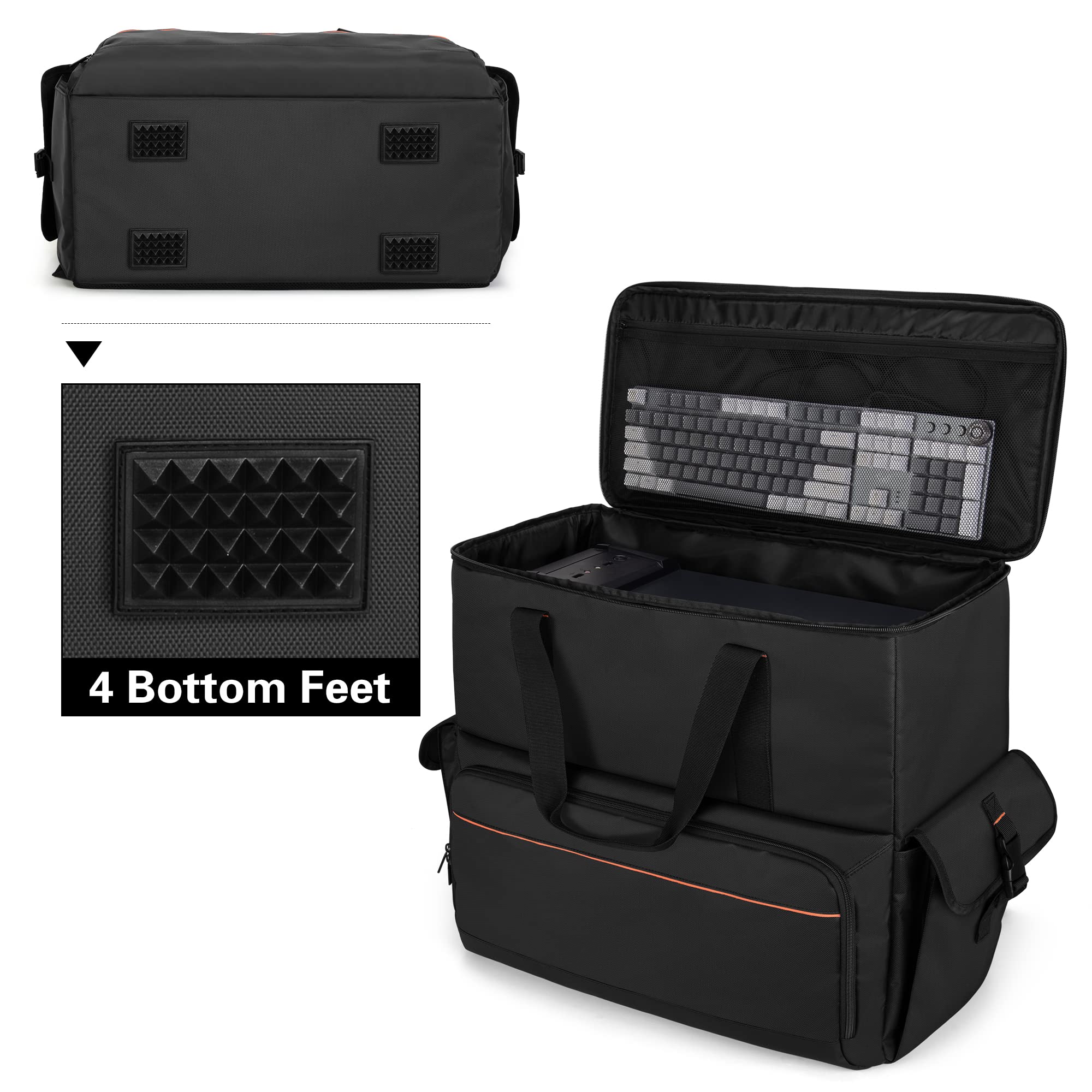 Trunab Computer Desktop Tower Carrying Case, Pc Backpack For Computer Main Processor Case, Keyboard, Cable And Mouse, Earphone,